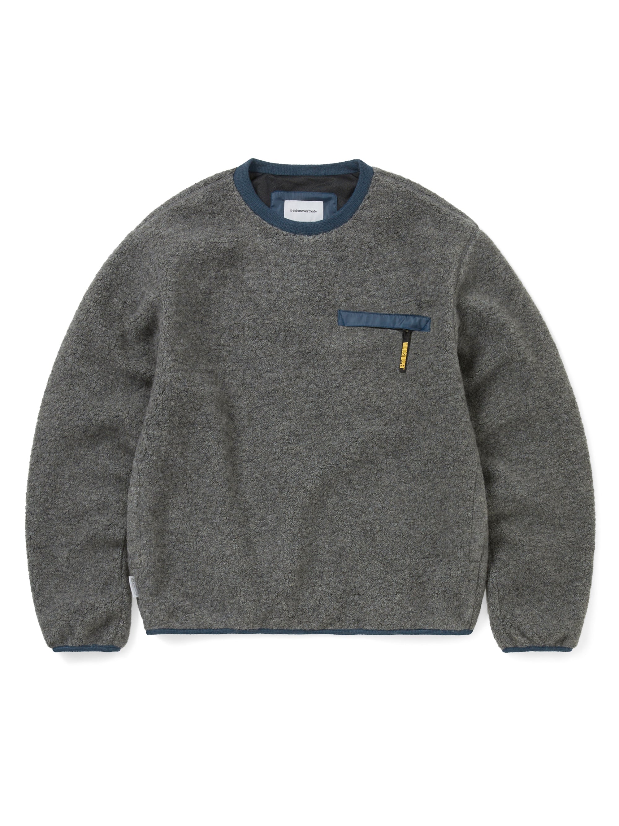 thisisneverthat - GORE-TEX WINDSTOPPER® Wool Fleece Crew (Heather Grey) product image 1 | TRAB K-Fashion Australia