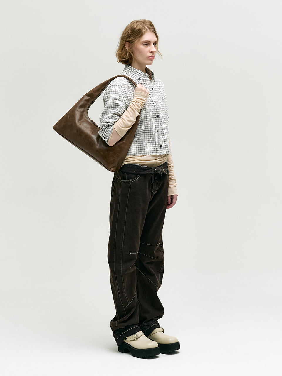 Marge Sherwood - Hobo Large (Washed Brown Pull-Up) product image 7 | TRAB K-Fashion Australia