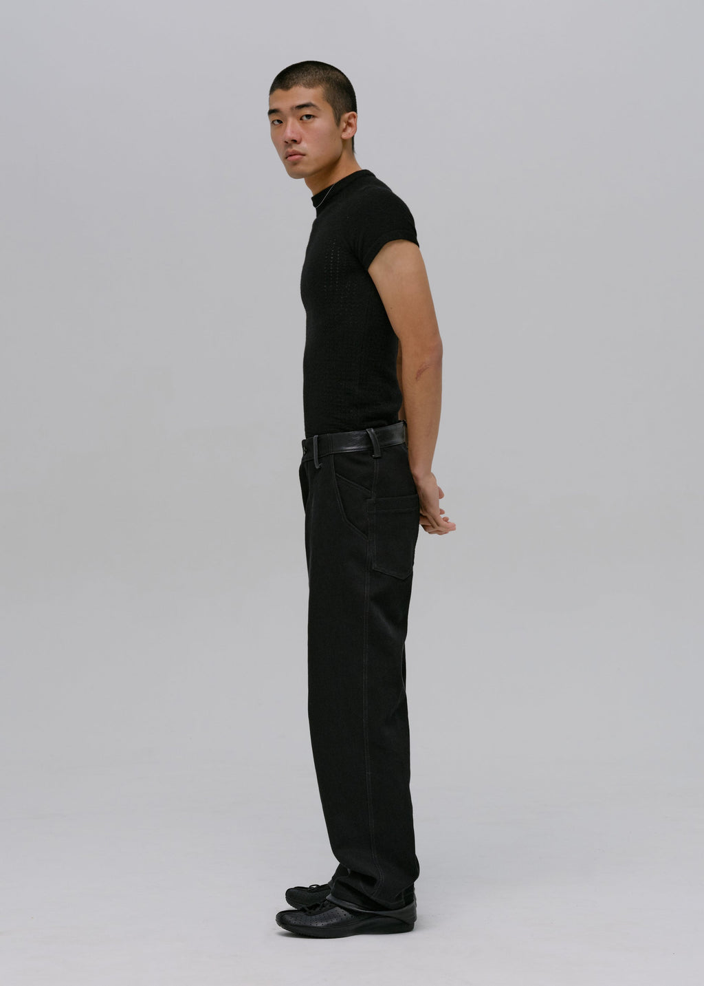 Hyein Seo - Leather-Trim Pants (Black) product image 3 | TRAB K-Fashion Australia