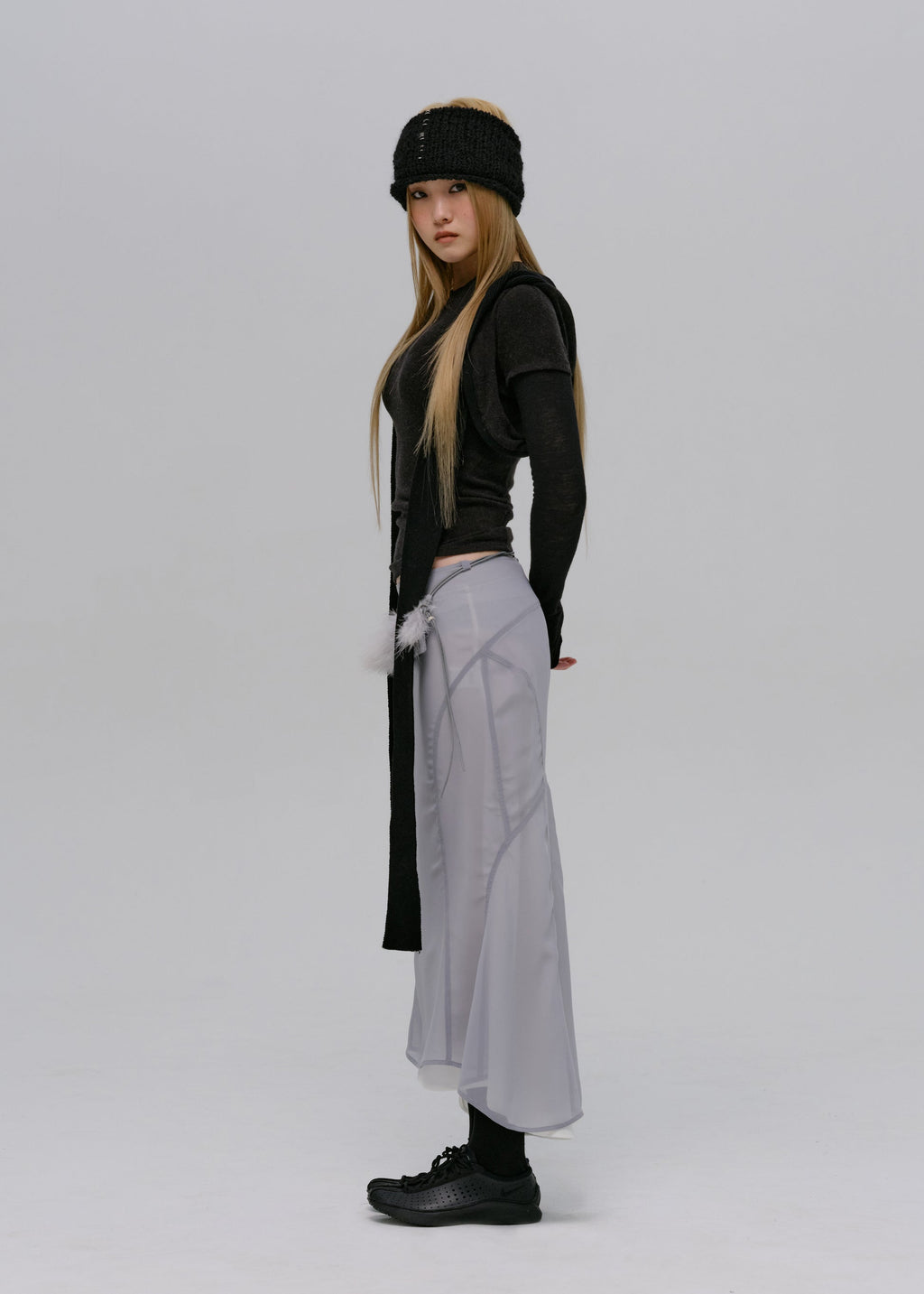 Hyein Seo - Layered T-Shirt w/ Harness Hoodie (Black) product image 3 | TRAB K-Fashion Australia