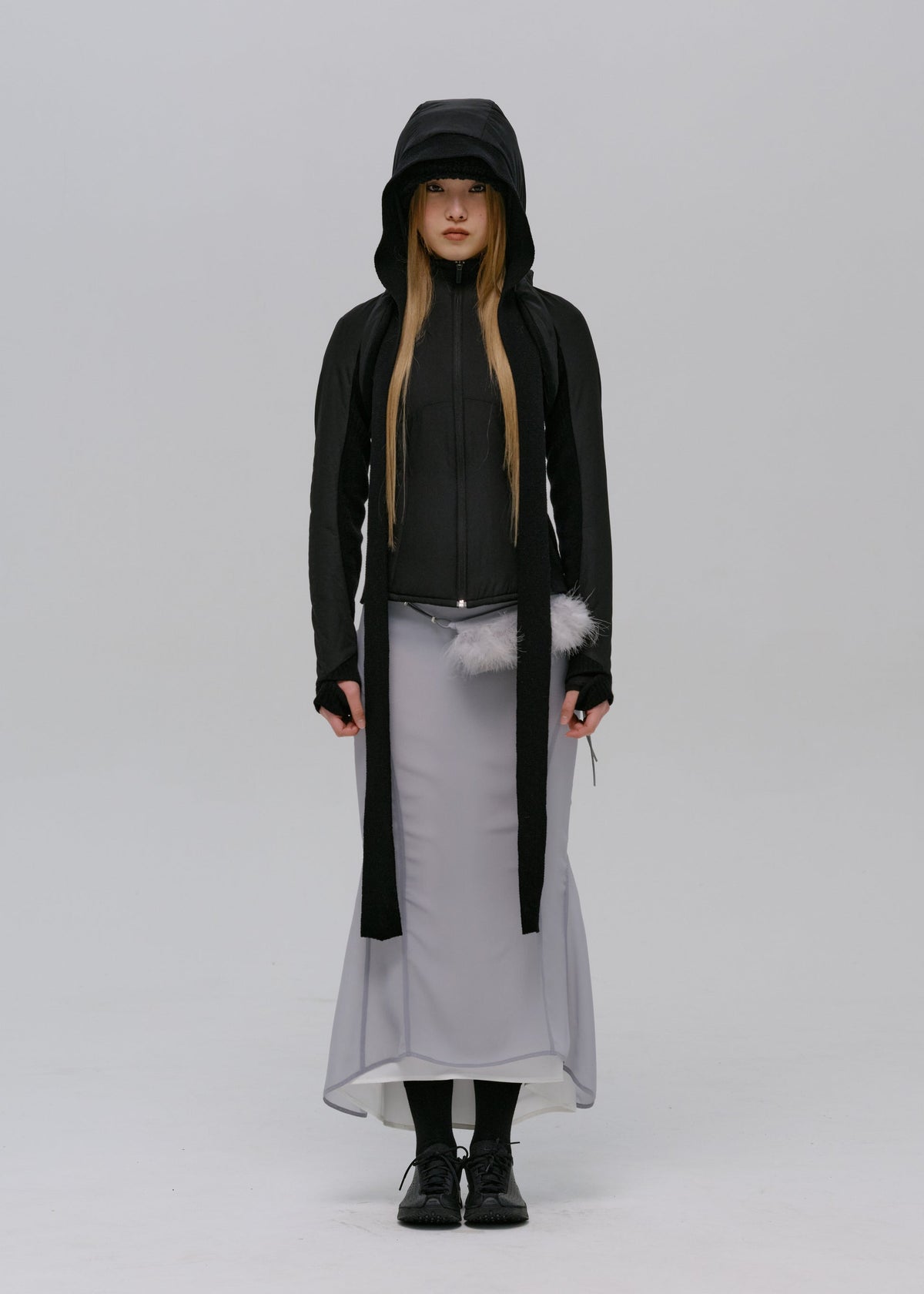 Hyein Seo - Paneled Jacket w/ Harness Hoodie (Black) product image 6 | TRAB K-Fashion Australia
