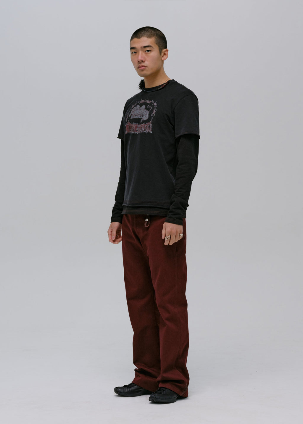 Hyein Seo - Graphic T-Shirt w/ Necklace (Black) product image 7 | TRAB K-Fashion Australia