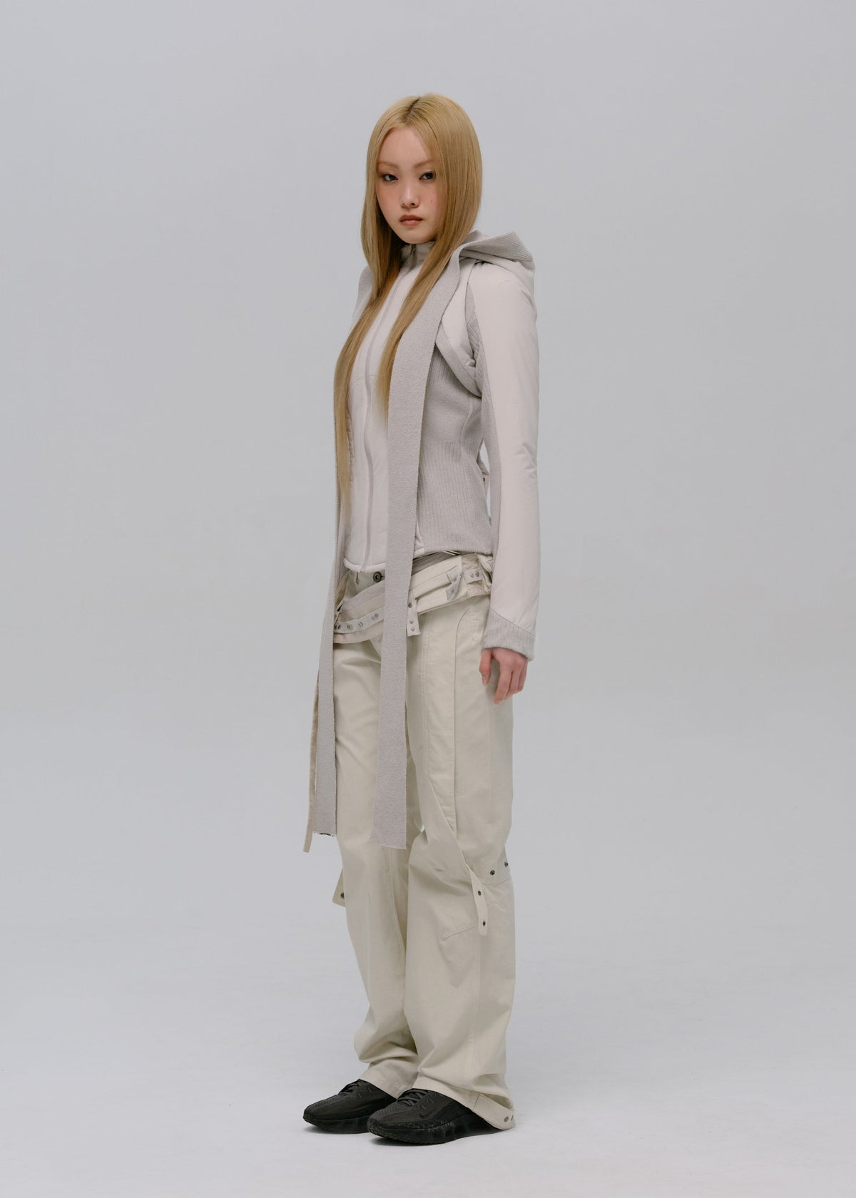 Hyein Seo - Paneled Jacket w/ Harness Hoodie (French Grey) product image 6 | TRAB K-Fashion Australia