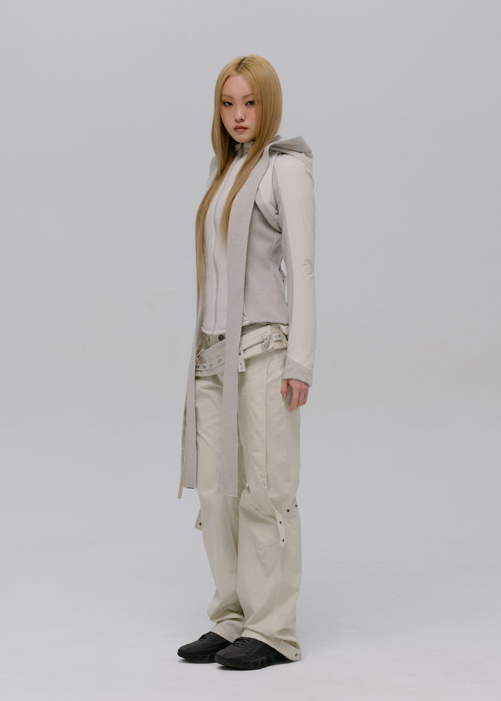 Hyein Seo - Paneled Jacket w/ Harness Hoodie (French Grey) product image 6 | TRAB K-Fashion Australia