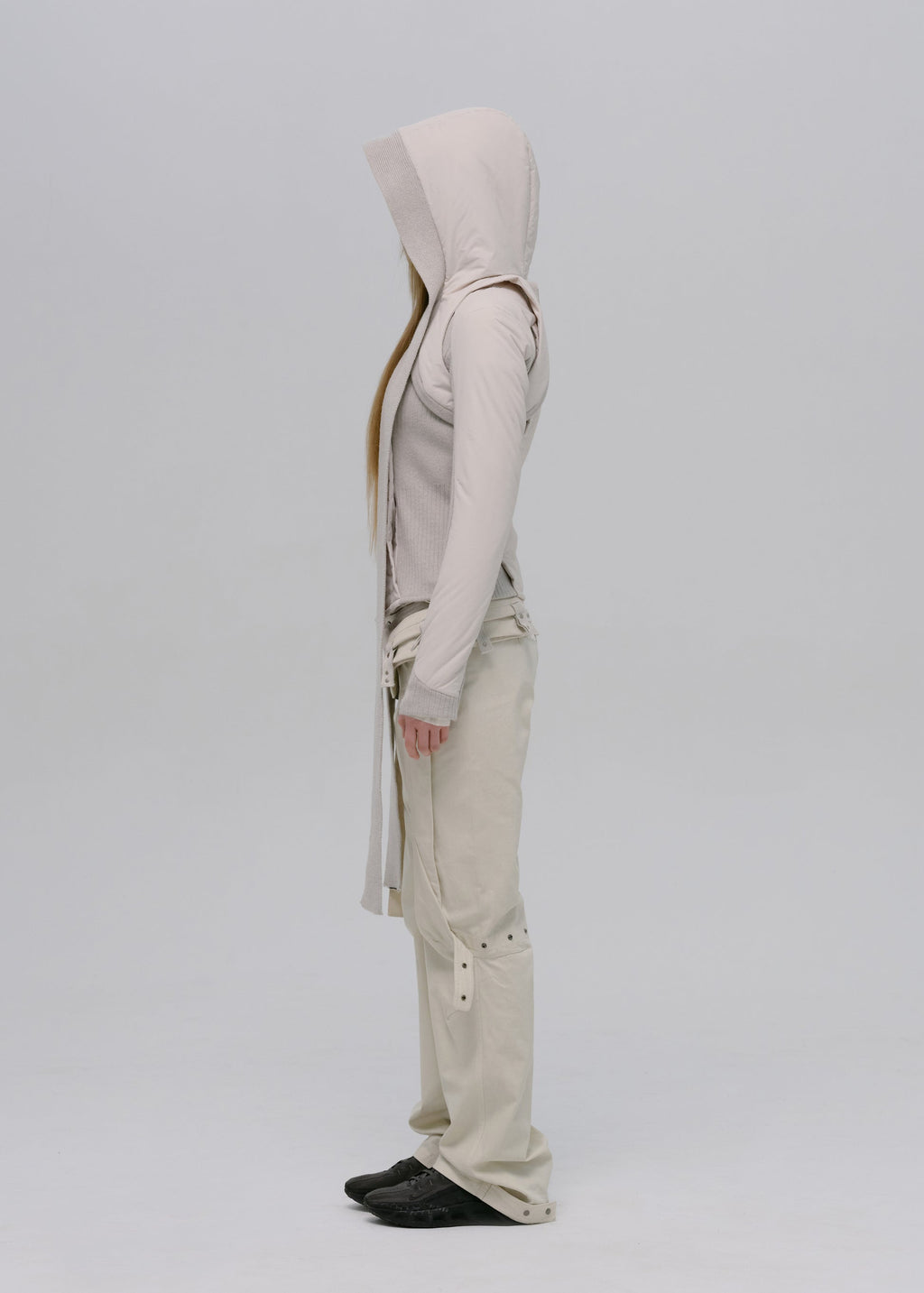 Hyein Seo - Paneled Jacket w/ Harness Hoodie (French Grey) product image 3 | TRAB K-Fashion Australia