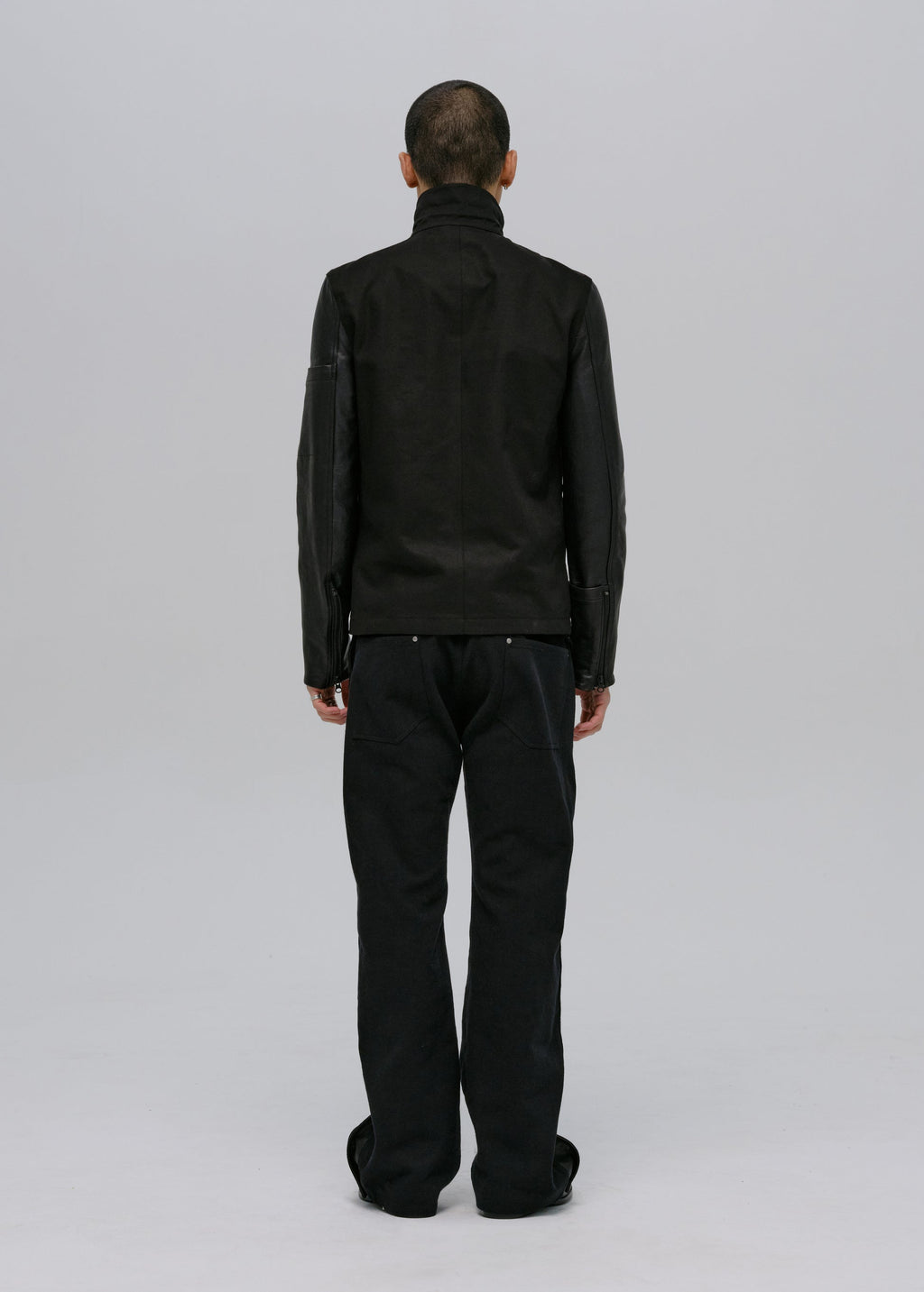 Hyein Seo - Leather-Sleeve Zip Jacket (Black) product image 5 | TRAB K-Fashion Australia