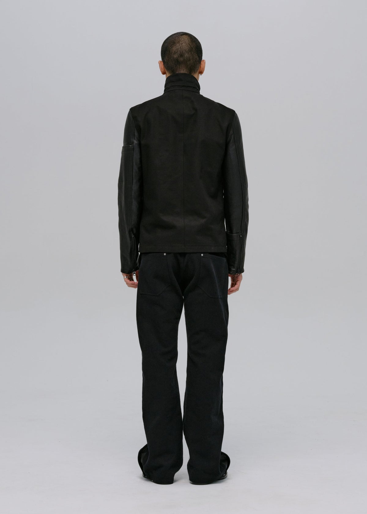 Hyein Seo - Leather-Sleeve Zip Jacket (Black) product image 5 | TRAB K-Fashion Australia