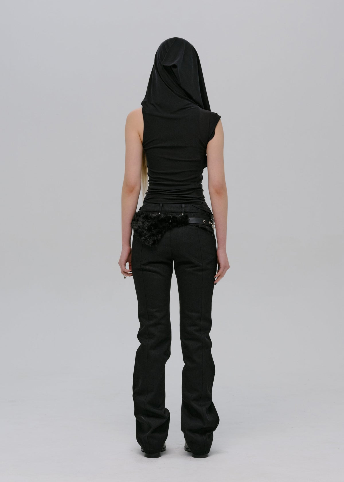 Hyein Seo - Fur Pocket Pants w/ Leather Belt (Black) product image 4 | TRAB K-Fashion Australia