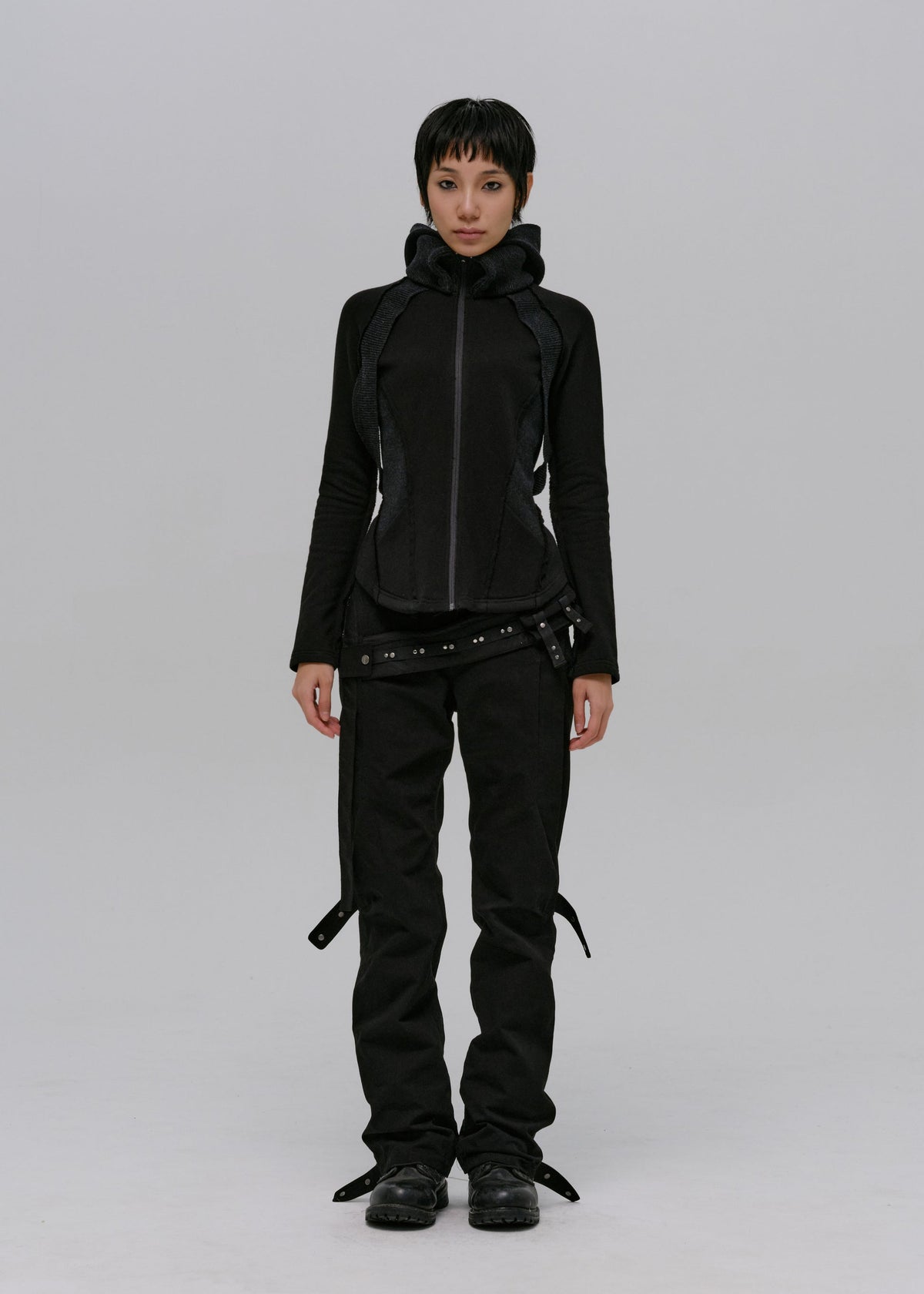 Hyein Seo - Slashed Zip Jacket (Black) product image 2 | TRAB K-Fashion Australia