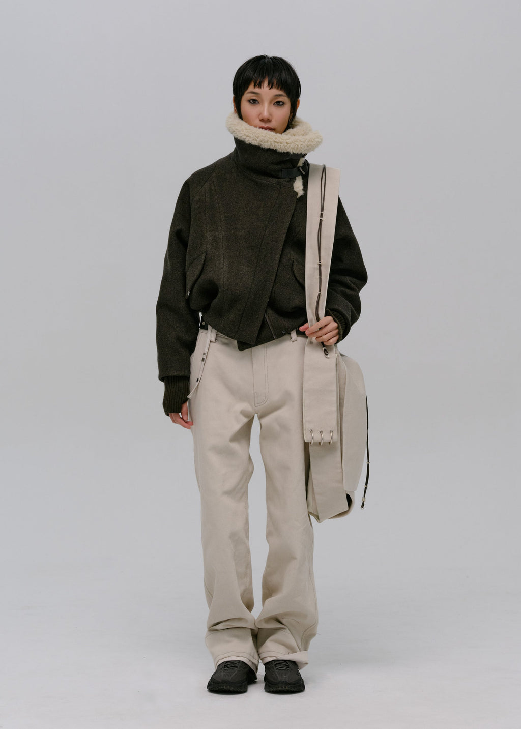 Hyein Seo - Wool Bomber Jacket (Khaki) product image 1 | TRAB K-Fashion Australia
