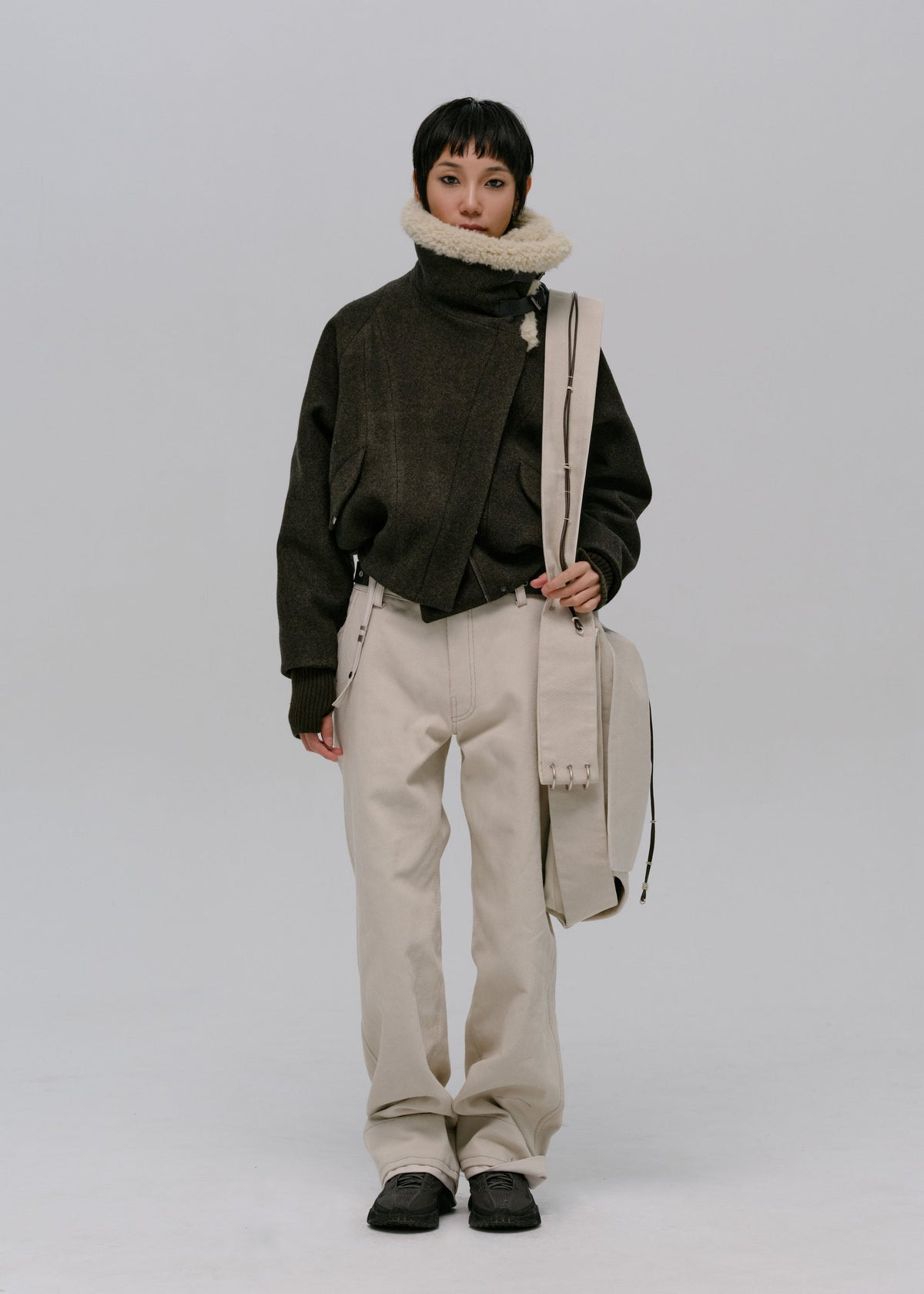 Hyein Seo - Wool Bomber Jacket (Khaki) product image 1 | TRAB K-Fashion Australia
