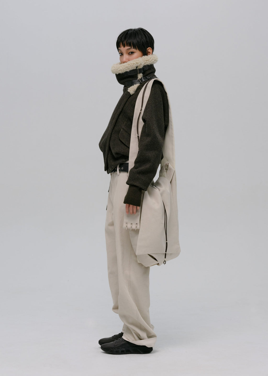 Hyein Seo - Wool Bomber Jacket (Khaki) product image 3 | TRAB K-Fashion Australia