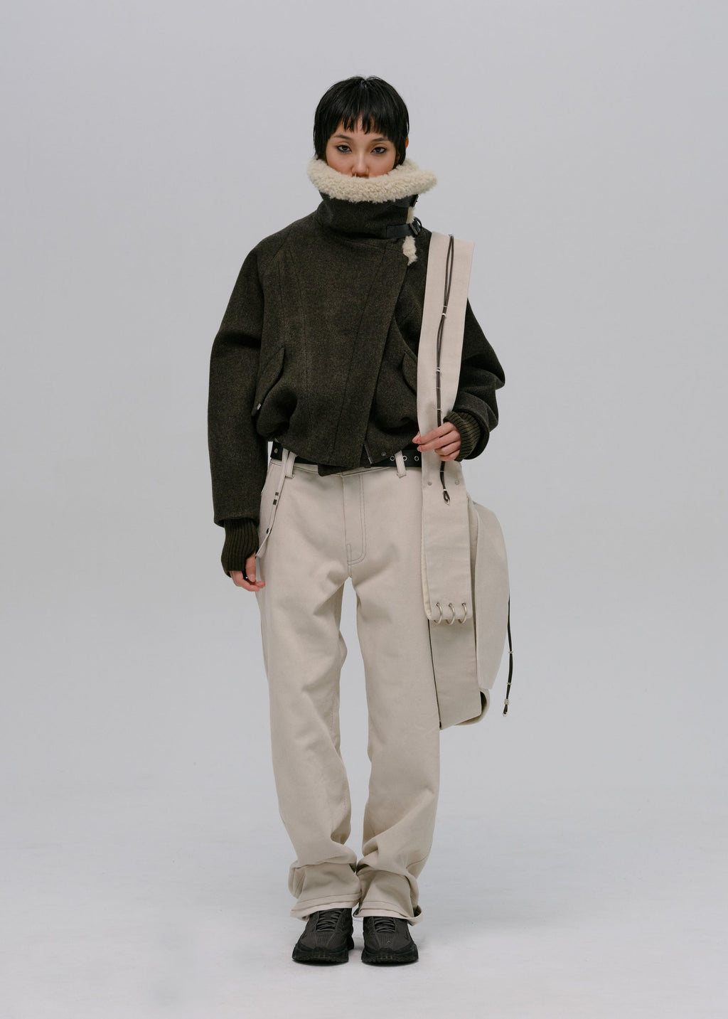 Hyein Seo - Wool Bomber Jacket (Khaki) product image 4 | TRAB K-Fashion Australia