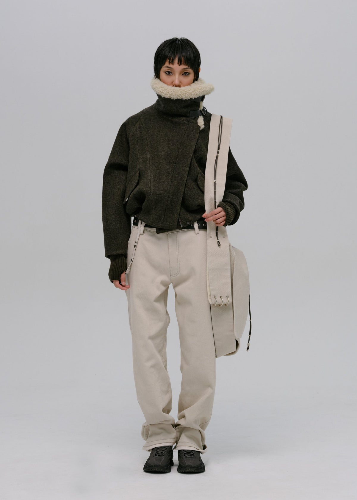 Hyein Seo - Wool Bomber Jacket (Khaki) product image 4 | TRAB K-Fashion Australia