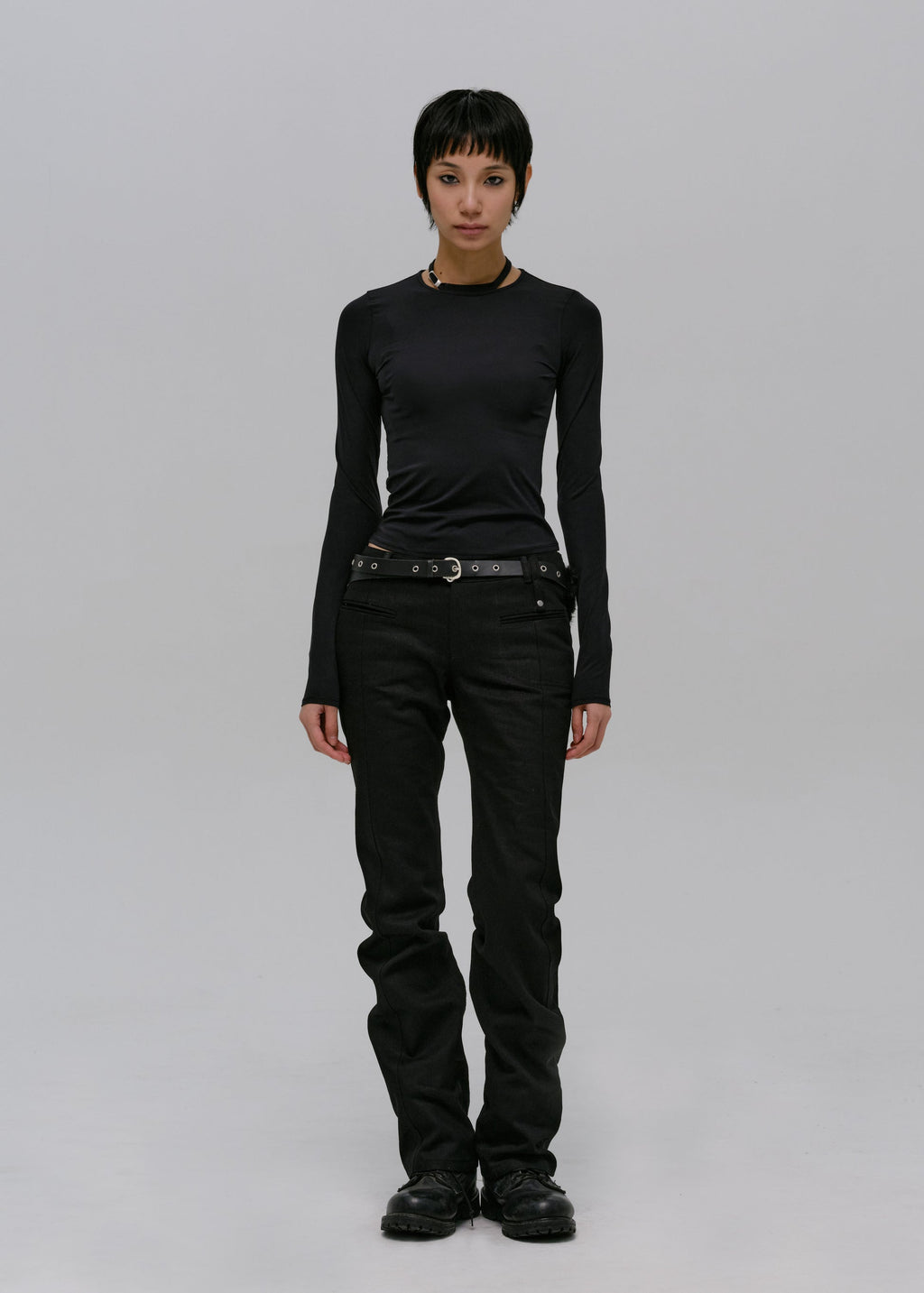 Hyein Seo - Fur Pocket Pants w/ Leather Belt (Black) product image 8 | TRAB K-Fashion Australia