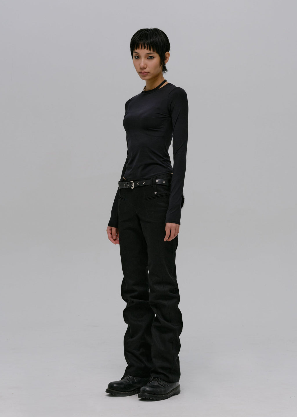 Hyein Seo - Fur Pocket Pants w/ Leather Belt (Black) product image 9 | TRAB K-Fashion Australia