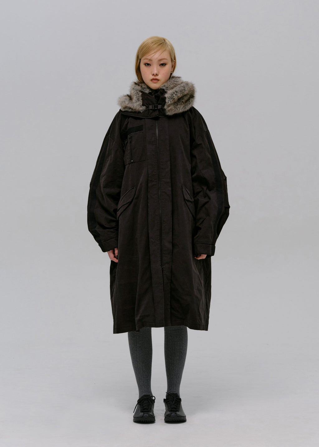 Hyein Seo - Field Parka w/ Detachable Fur Hoodie (Black) product image 6 | TRAB K-Fashion Australia