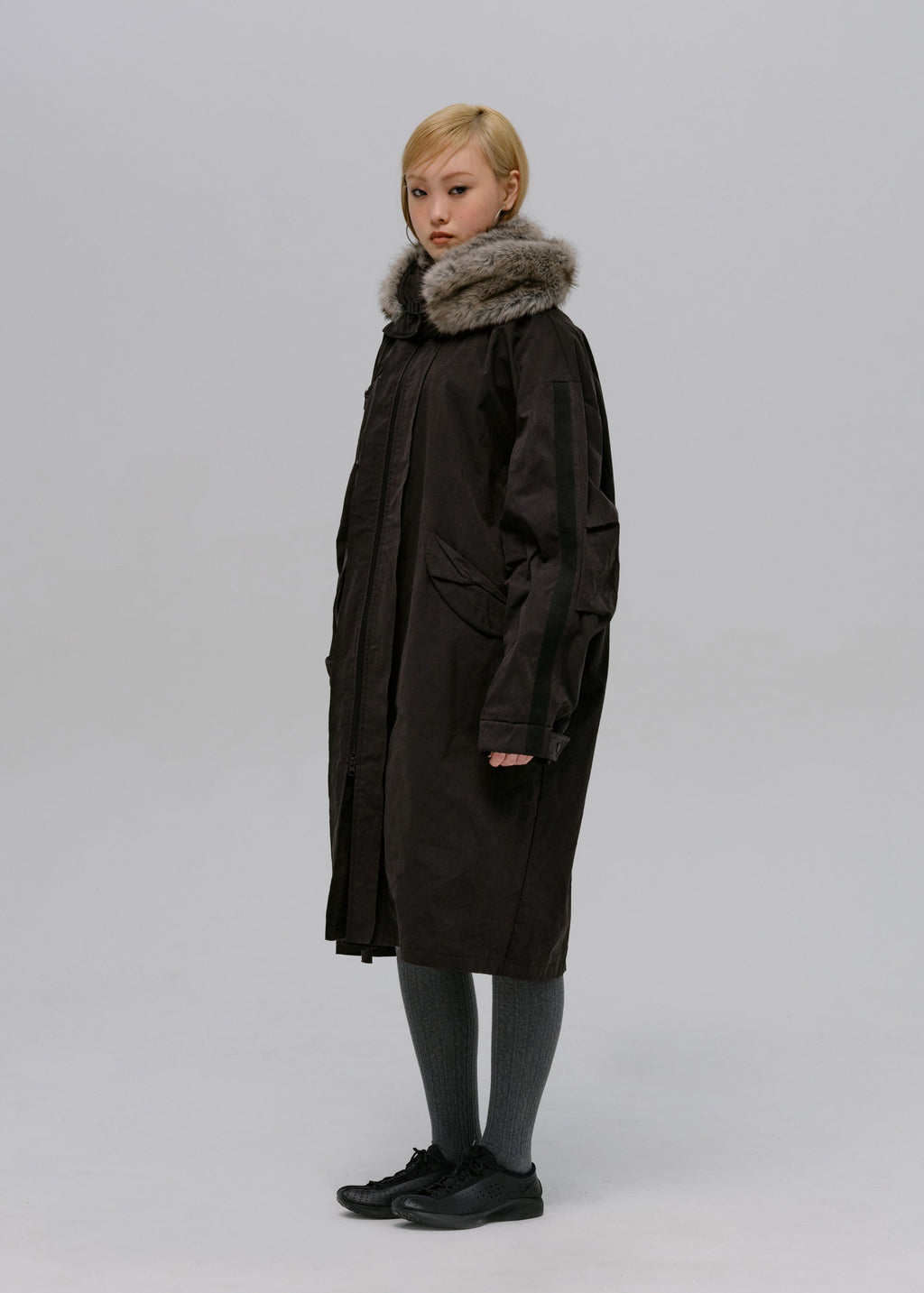 Hyein Seo - Field Parka w/ Detachable Fur Hoodie (Black) product image 7 | TRAB K-Fashion Australia