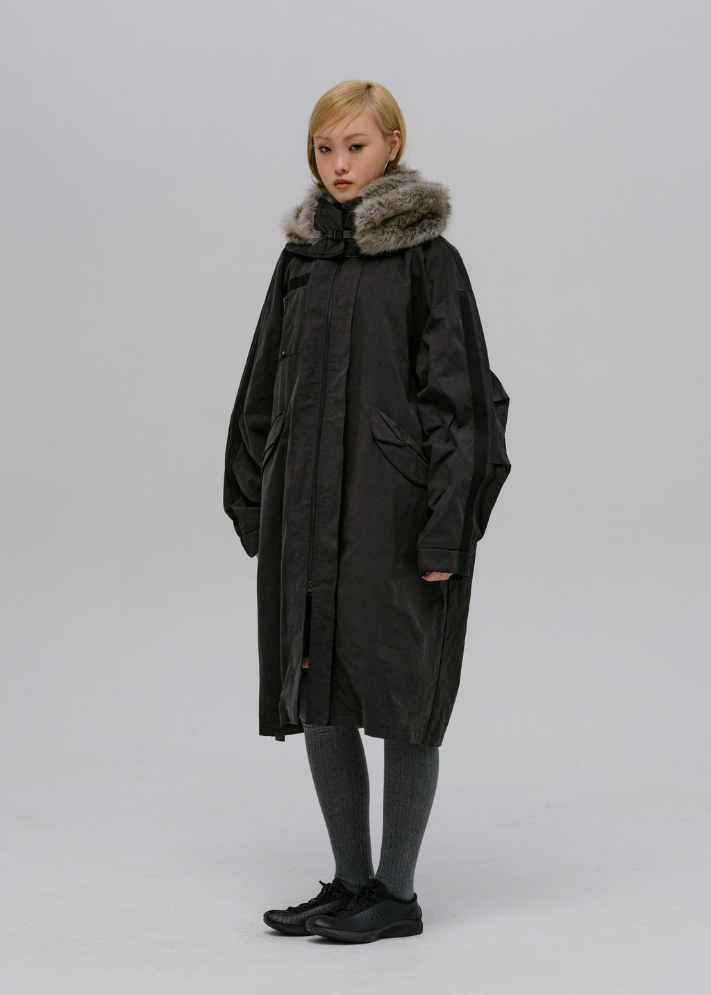 Hyein Seo - Field Parka w/ Detachable Fur Hoodie (Black) product image 8 | TRAB K-Fashion Australia