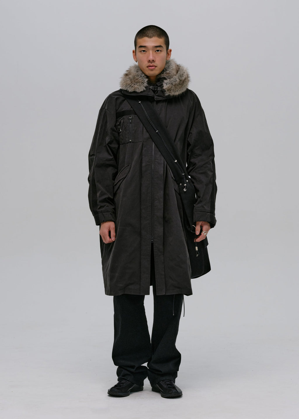 Hyein Seo - Field Parka w/ Detachable Fur Hoodie (Black) product image 2 | TRAB K-Fashion Australia
