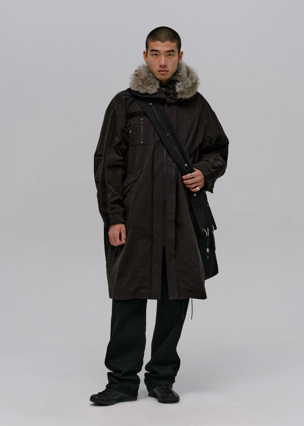 Hyein Seo - Field Parka w/ Detachable Fur Hoodie (Black) product image 1 | TRAB K-Fashion Australia