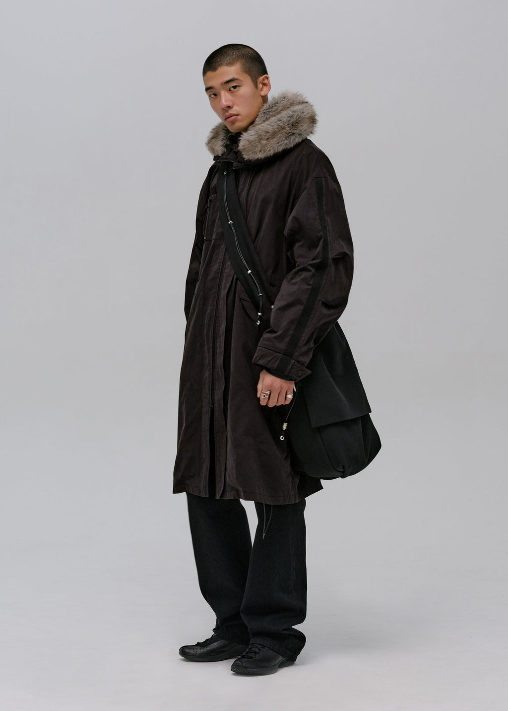 Hyein Seo - Field Parka w/ Detachable Fur Hoodie (Black) product image 3 | TRAB K-Fashion Australia