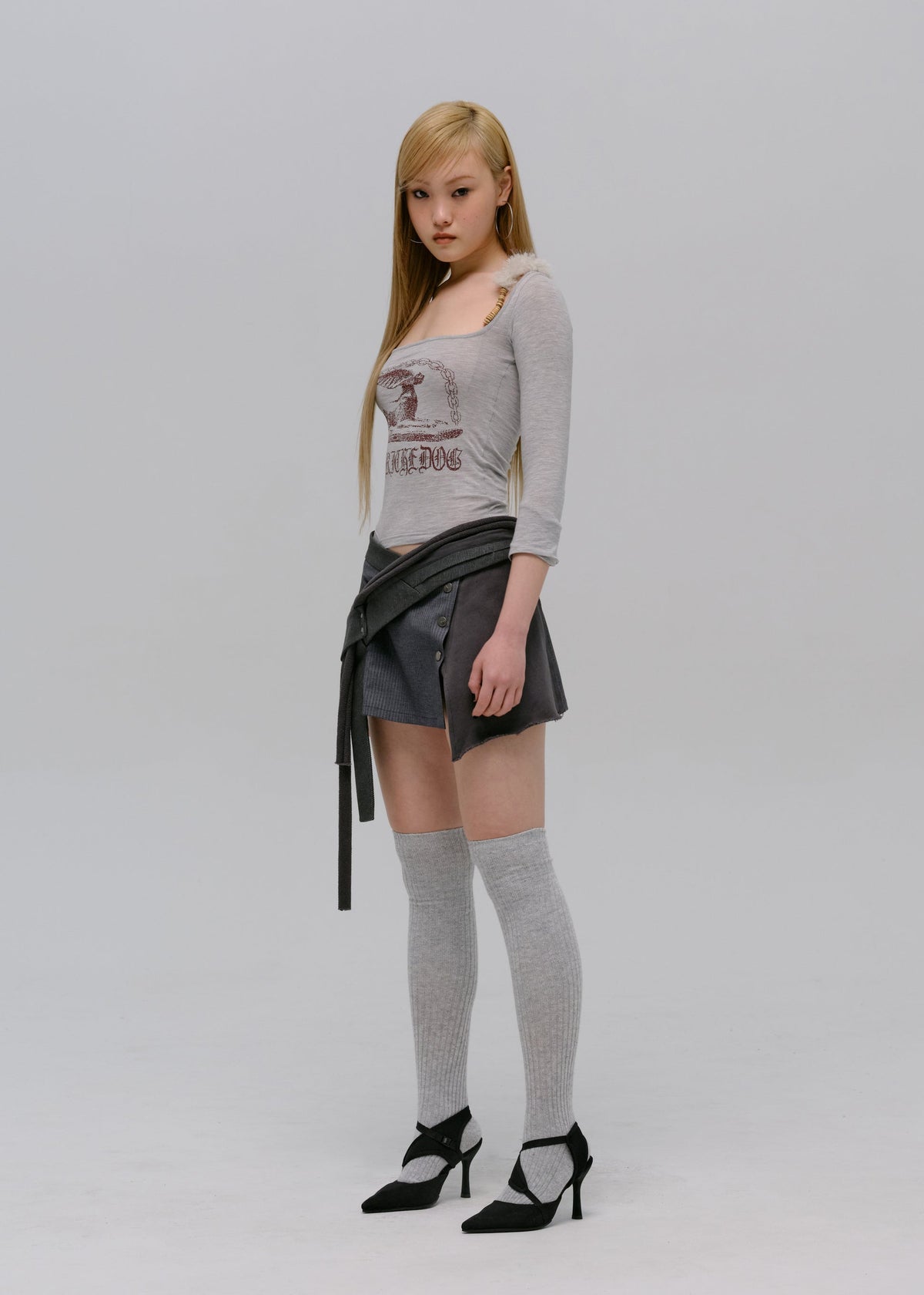 Hyein Seo - Fur Strap Top (Grey) product image 3 | TRAB K-Fashion Australia