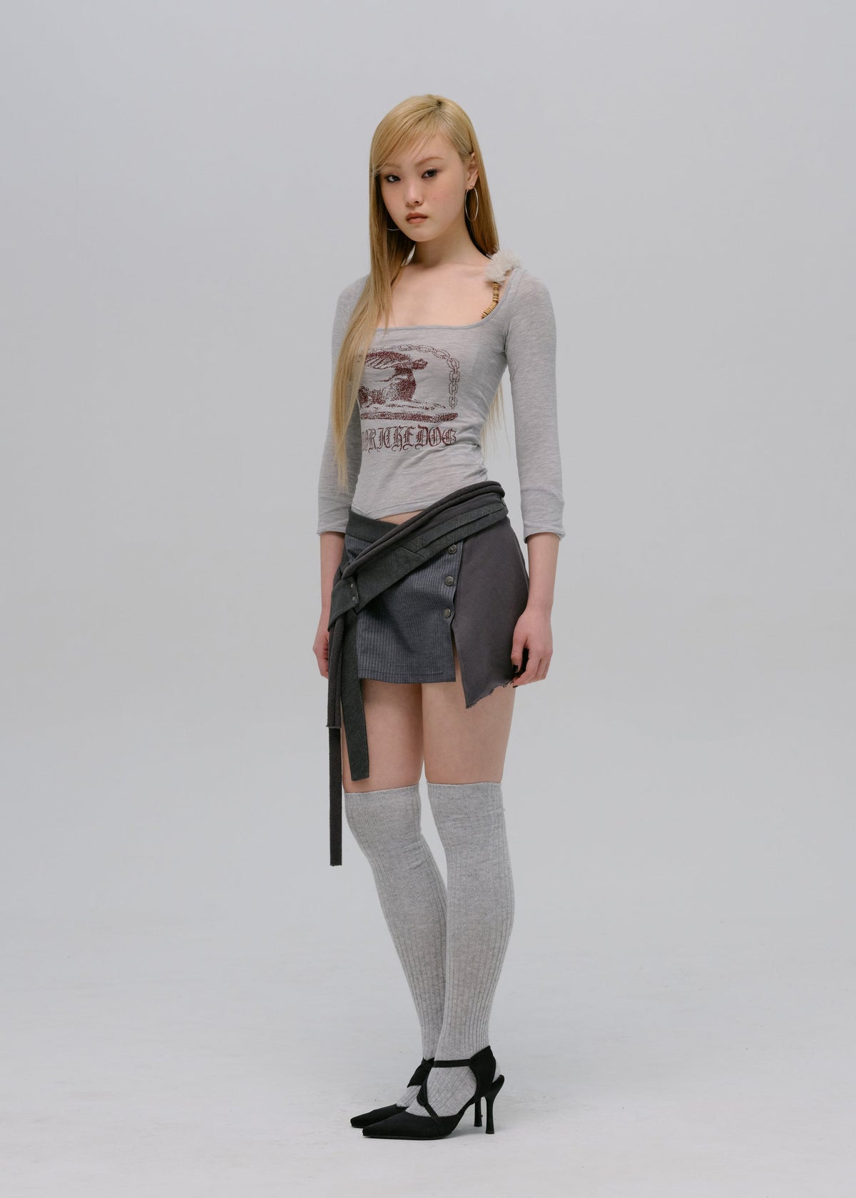 Hyein Seo - Wrap Mini Skirt (Slate Grey) product image 3 | TRAB K-Fashion Australia