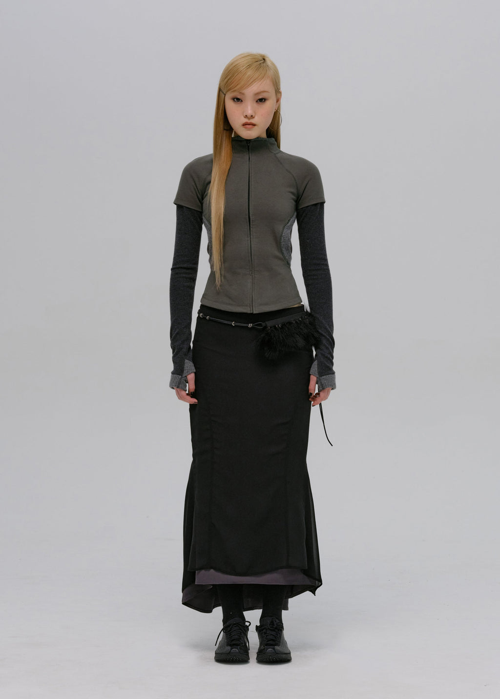 Hyein Seo - Layered Zip Top (Smoky Grey) product image 6 | TRAB K-Fashion Australia