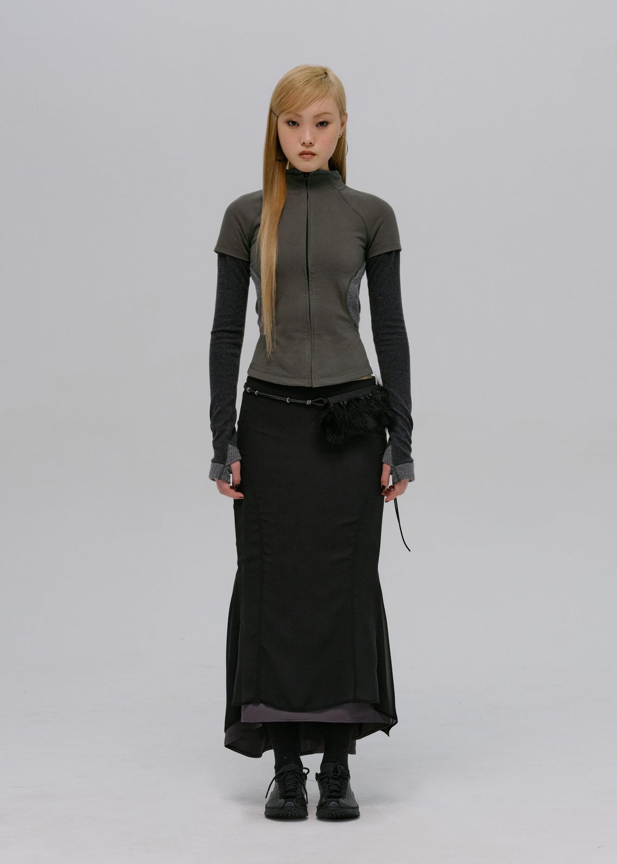 Hyein Seo - Layered Zip Top (Smoky Grey) product image 6 | TRAB K-Fashion Australia