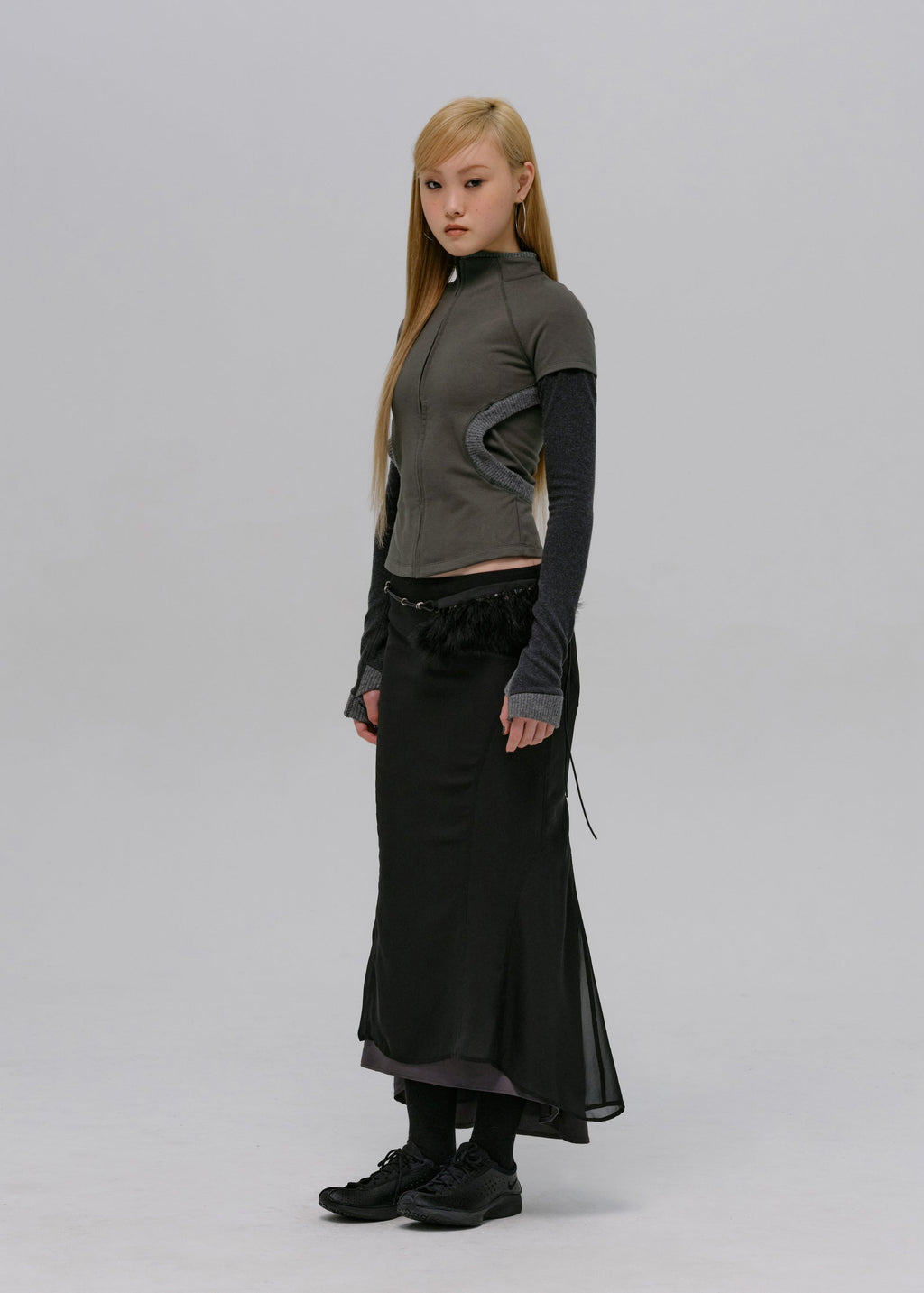 Hyein Seo - Layered Zip Top (Smoky Grey) product image 7 | TRAB K-Fashion Australia