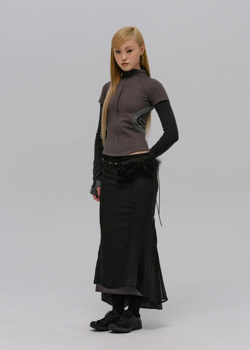 Hyein Seo - Mermaid Skirt w/ Feather Bag (Black) product image 4 | TRAB K-Fashion Australia