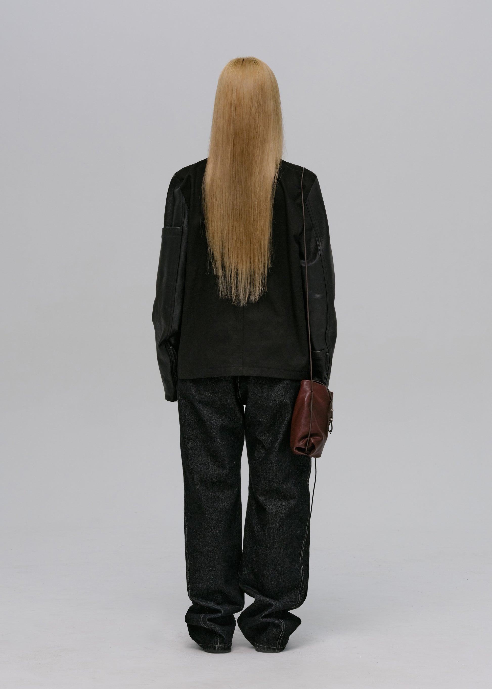 Hyein Seo - Leather-Sleeve Zip Jacket (Black) product image 9 | TRAB K-Fashion Australia