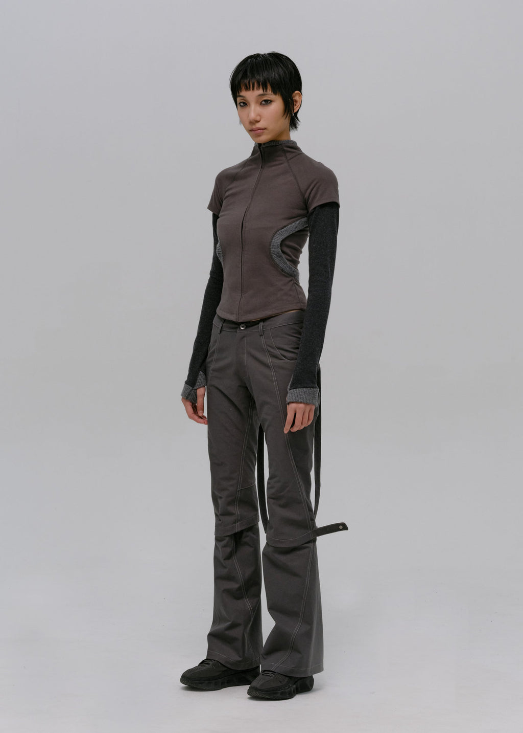 Hyein Seo - Layered Zip Top (Smoky Grey) product image 2 | TRAB K-Fashion Australia