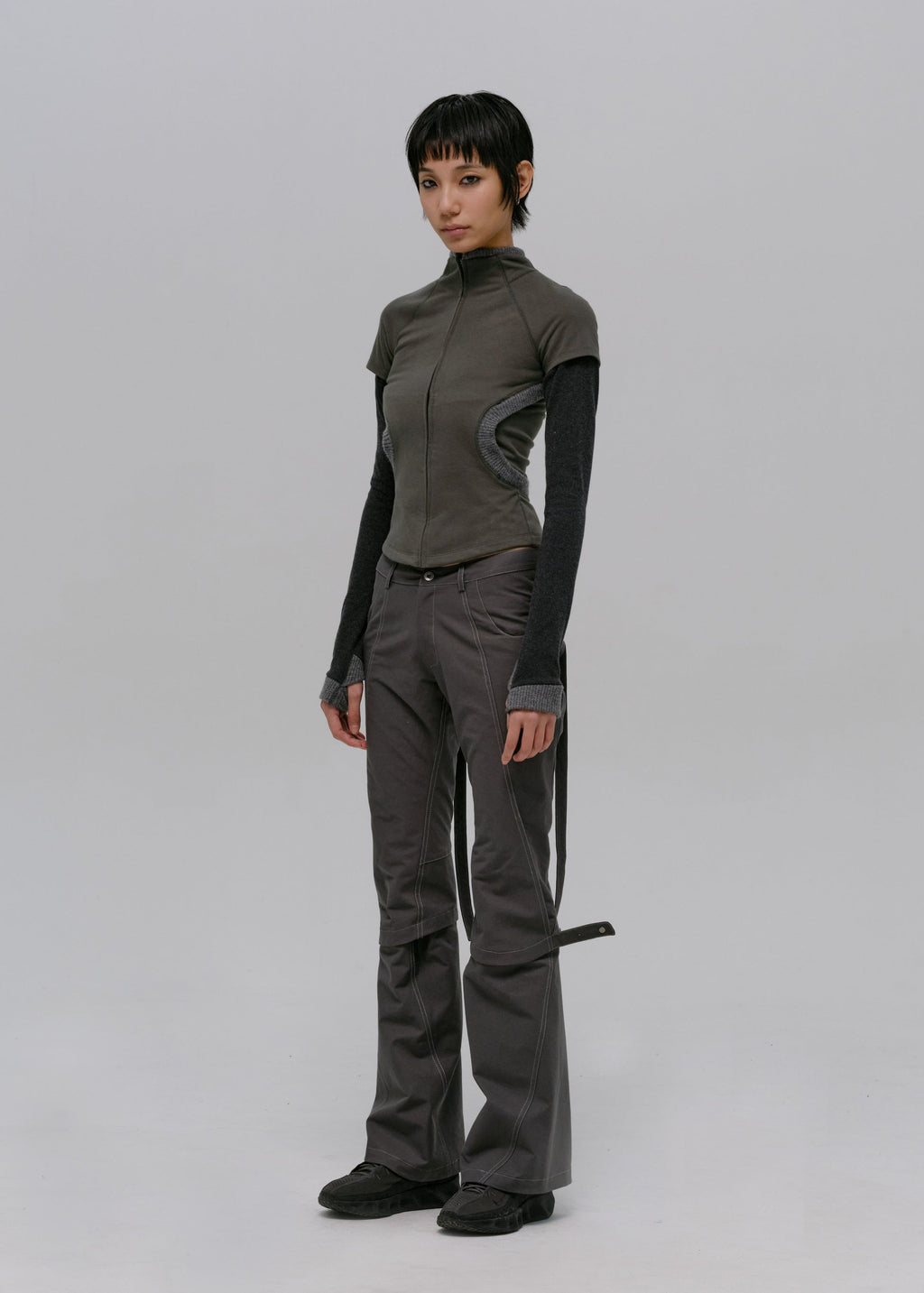 Hyein Seo - Layered Zip Top (Smoky Grey) product image 2 | TRAB K-Fashion Australia