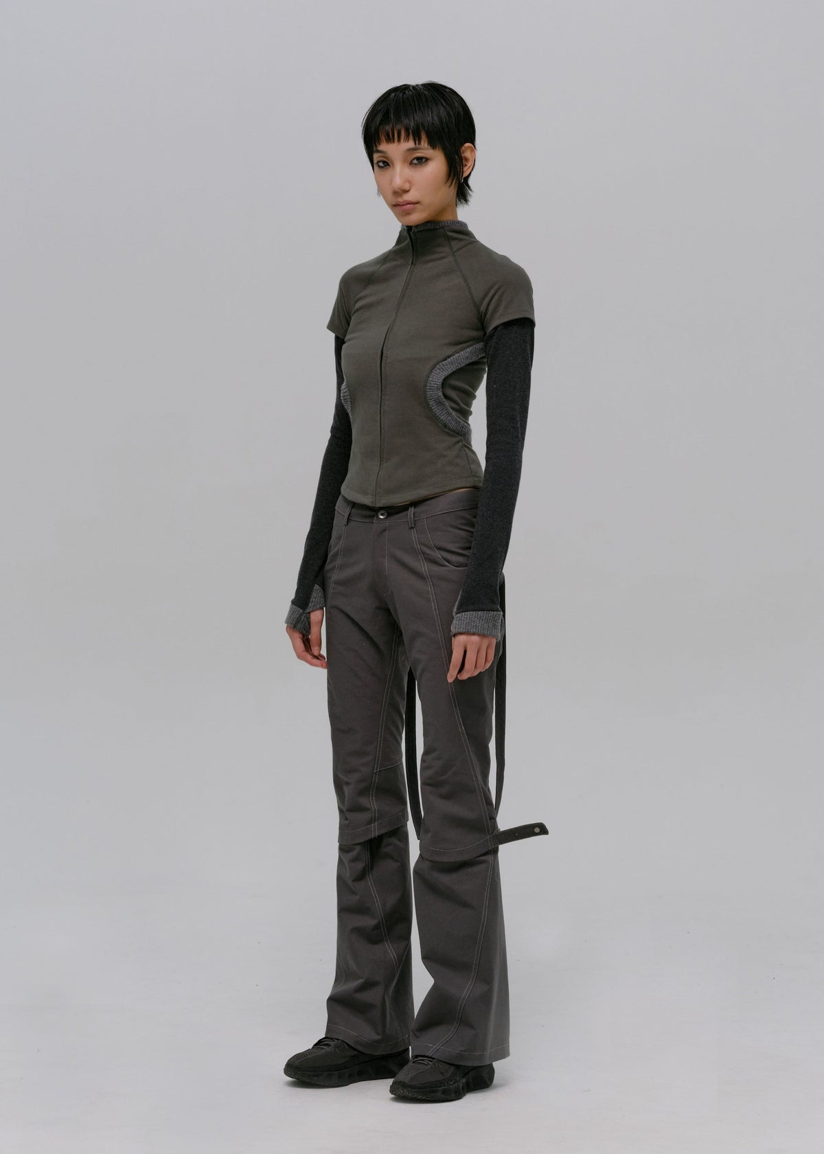 Hyein Seo - Layered Zip Top (Smoky Grey) product image 2 | TRAB K-Fashion Australia