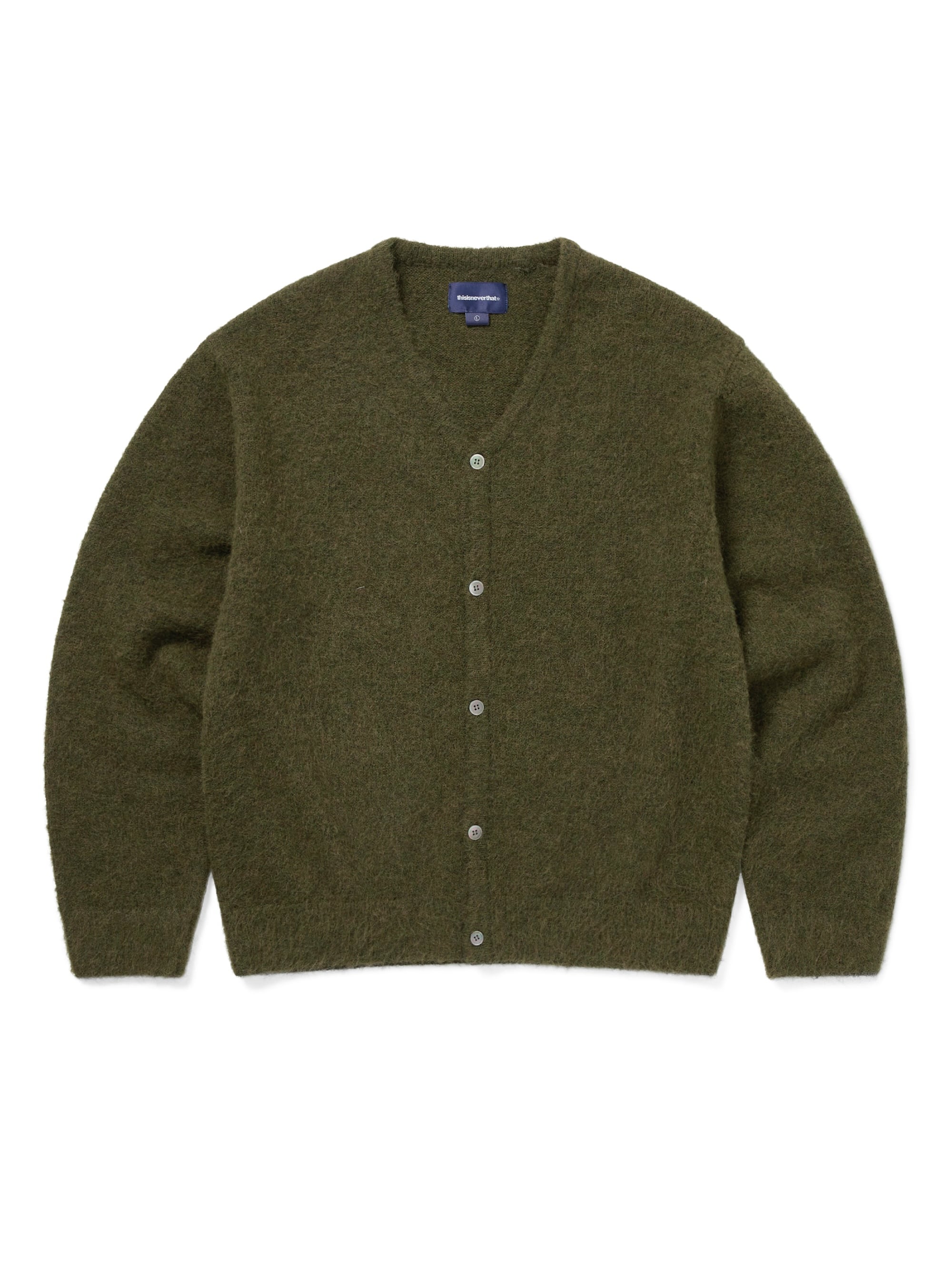 thisisneverthat - Hairy Knit Cardigan (Olive Green) product image 1 | TRAB K-Fashion Australia