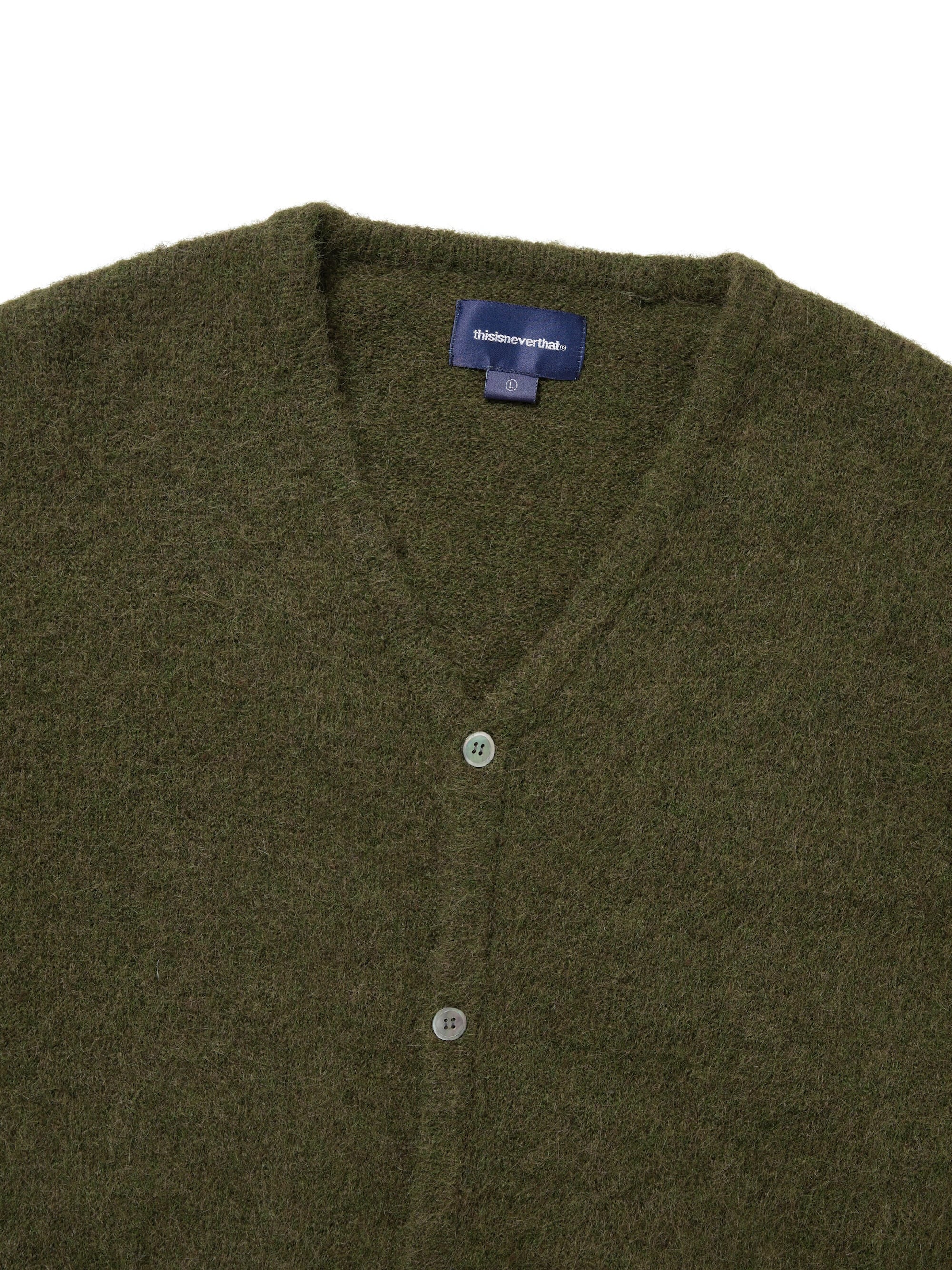 thisisneverthat - Hairy Knit Cardigan (Olive Green) product image 2 | TRAB K-Fashion Australia