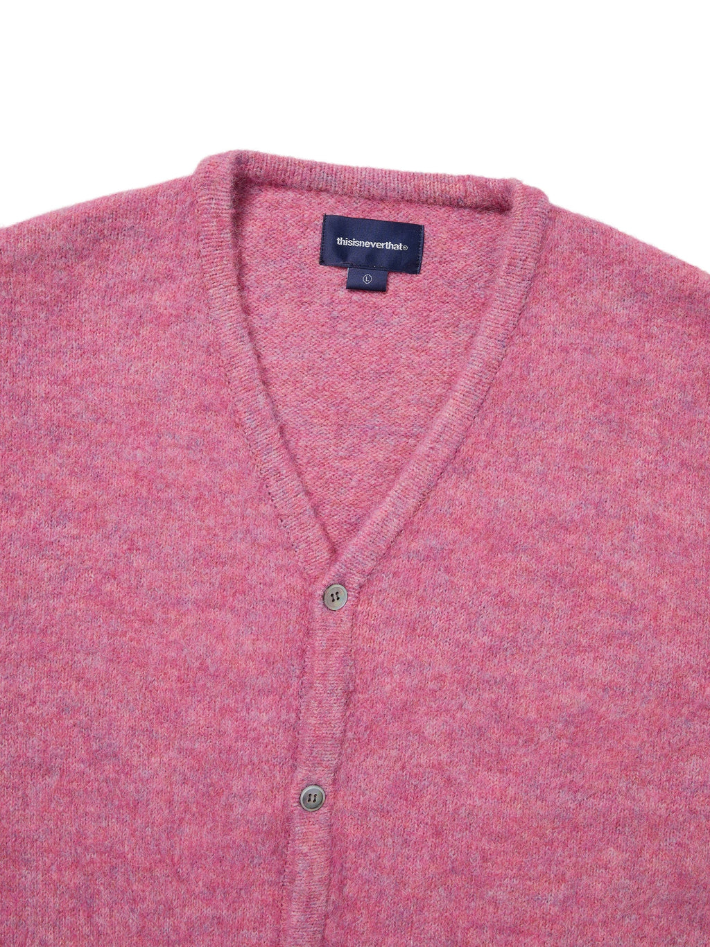 thisisneverthat - Hairy Knit Cardigan (Olive Pink) product image 2 | TRAB K-Fashion Australia