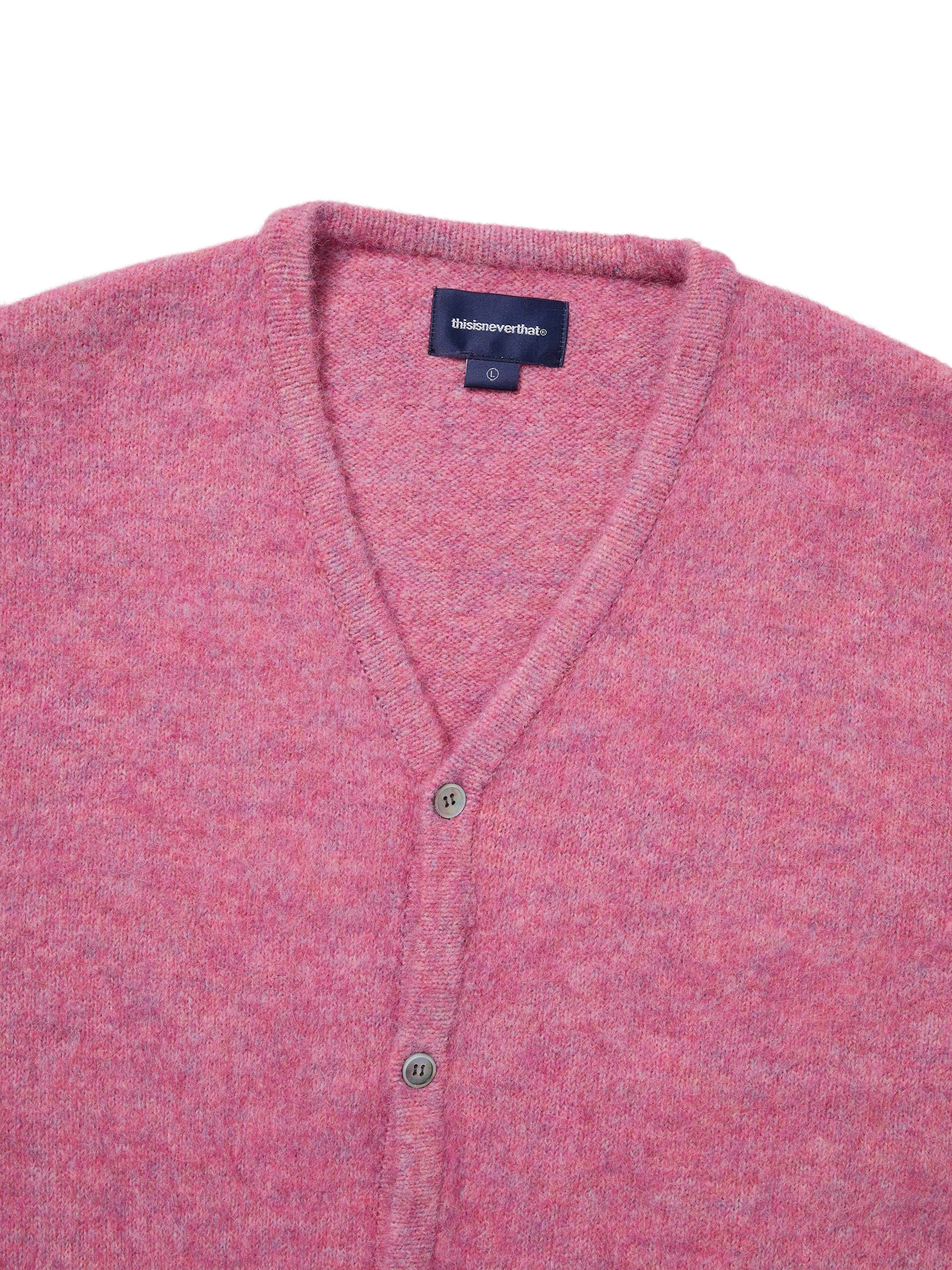 thisisneverthat - Hairy Knit Cardigan (Olive Pink) product image 2 | TRAB K-Fashion Australia