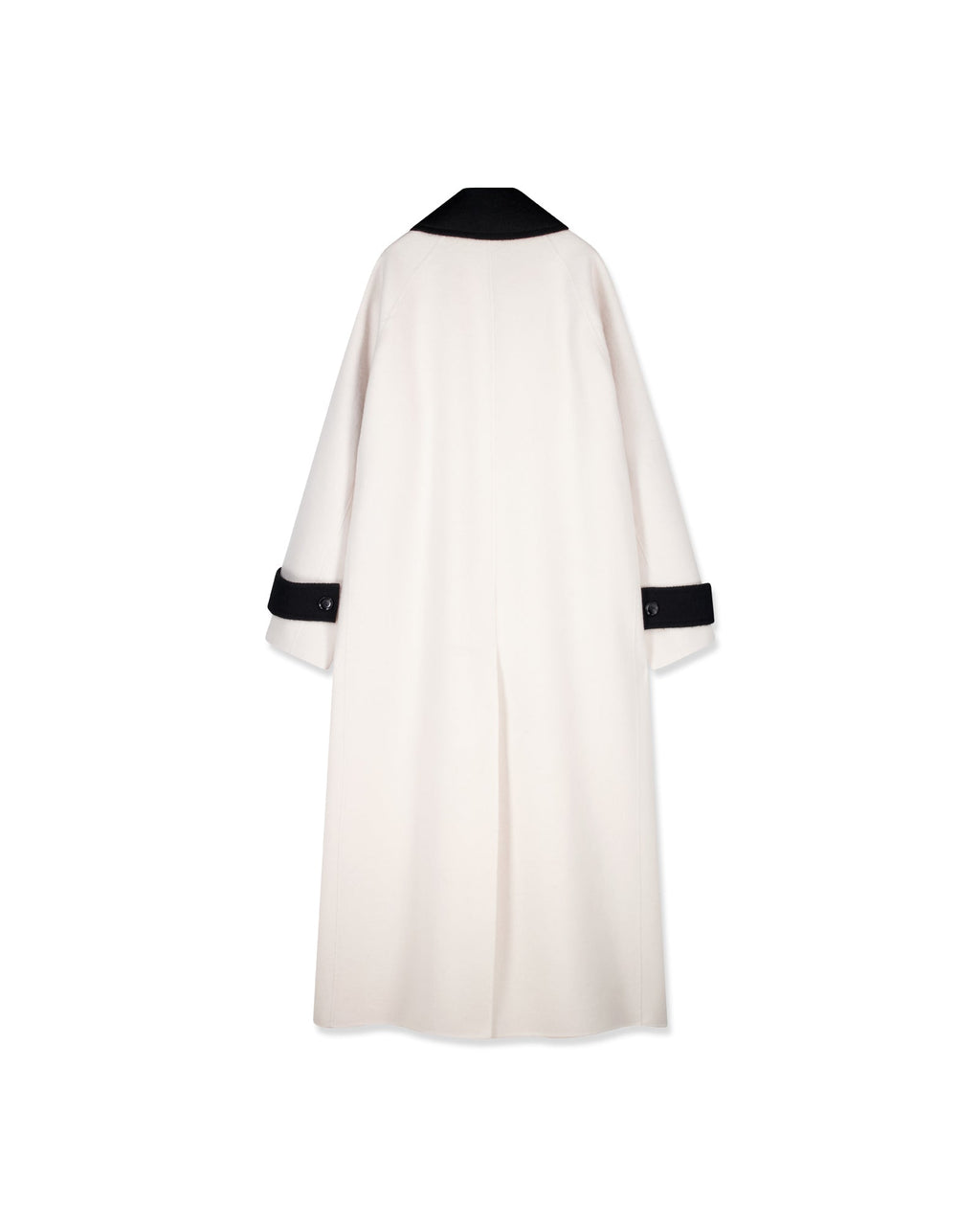 Kimhe Kim - Bi-Color Alpaca Blend Fringe Scarf Long Coat (Ivory/Black) product image 11 | TRAB K-Fashion Australia