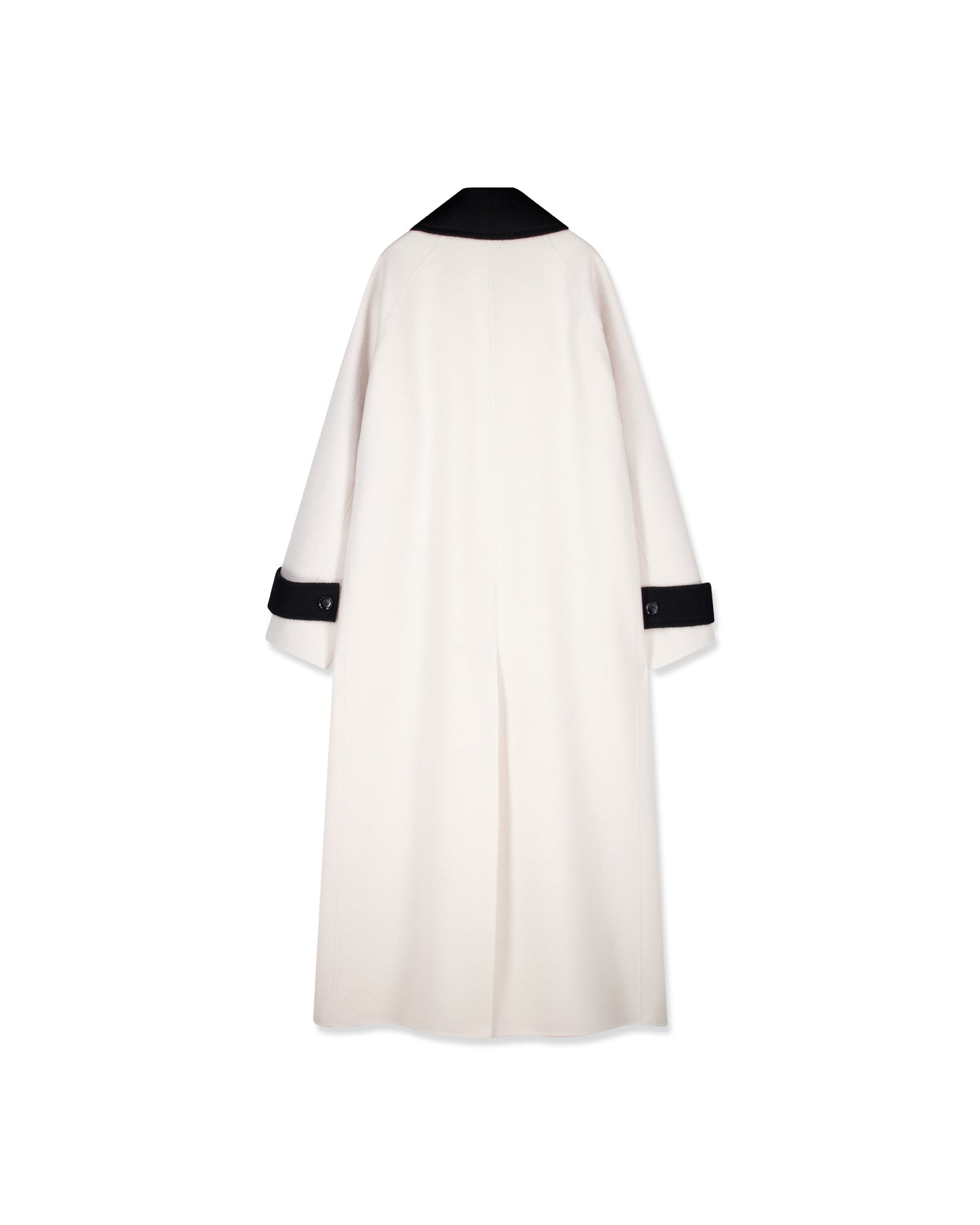 Kimhe Kim - Bi-Color Alpaca Blend Fringe Scarf Long Coat (Ivory/Black) product image 11 | TRAB K-Fashion Australia