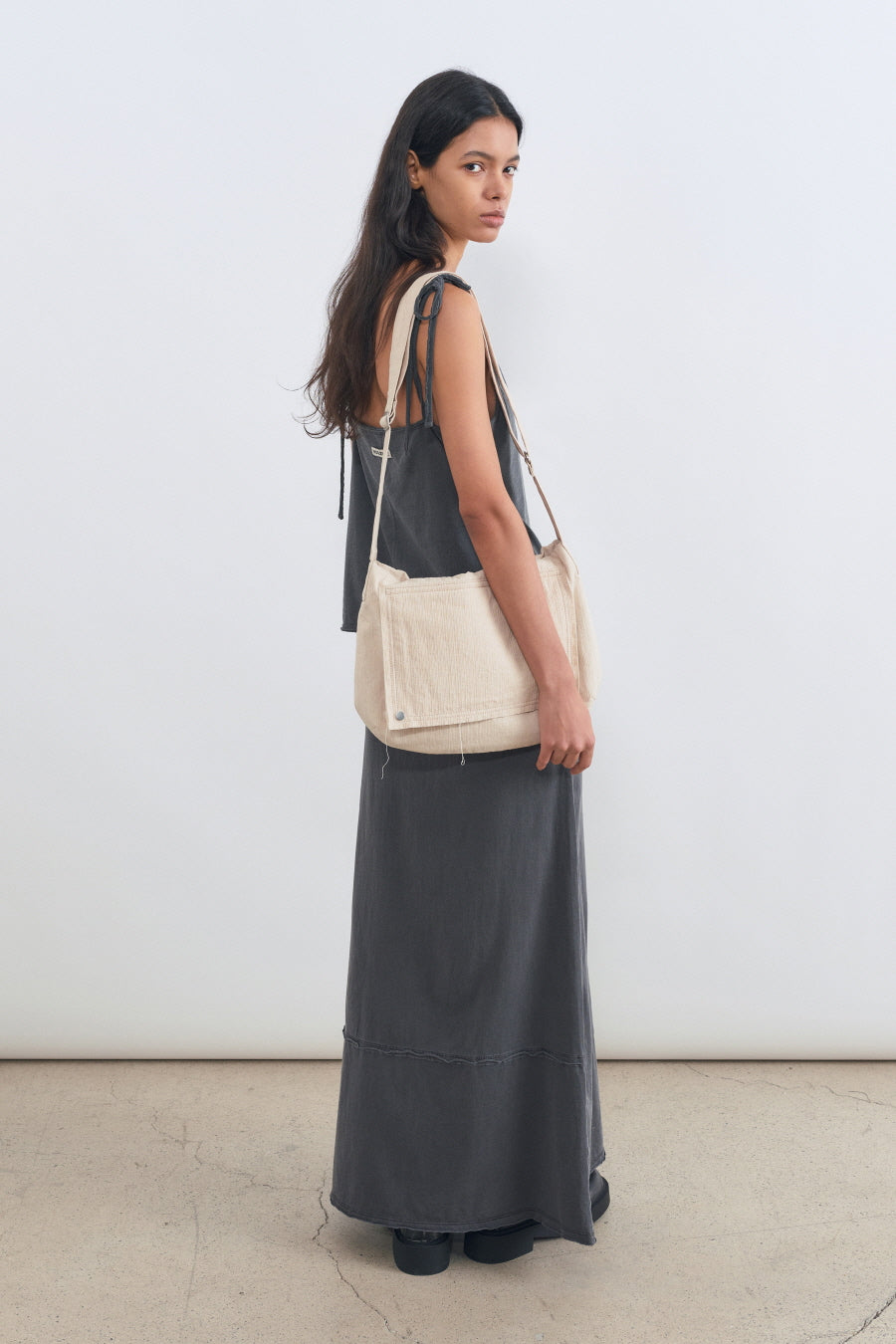 Insilence - Cotton Cut off Sling Bag (Beige) product image 10 | TRAB K-Fashion Australia