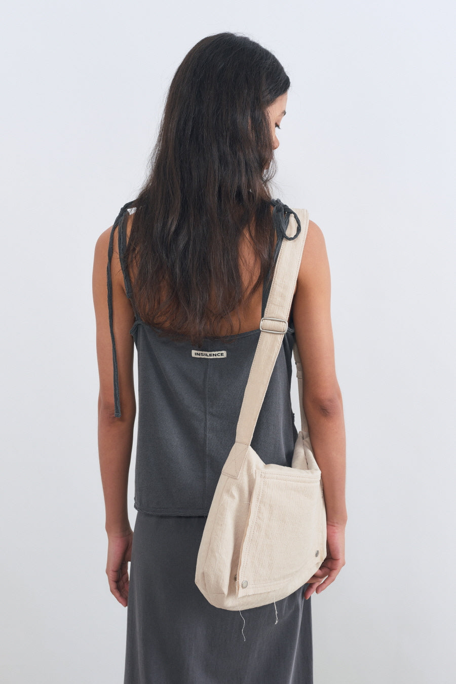 Insilence - Cotton Cut off Sling Bag (Beige) product image 9 | TRAB K-Fashion Australia