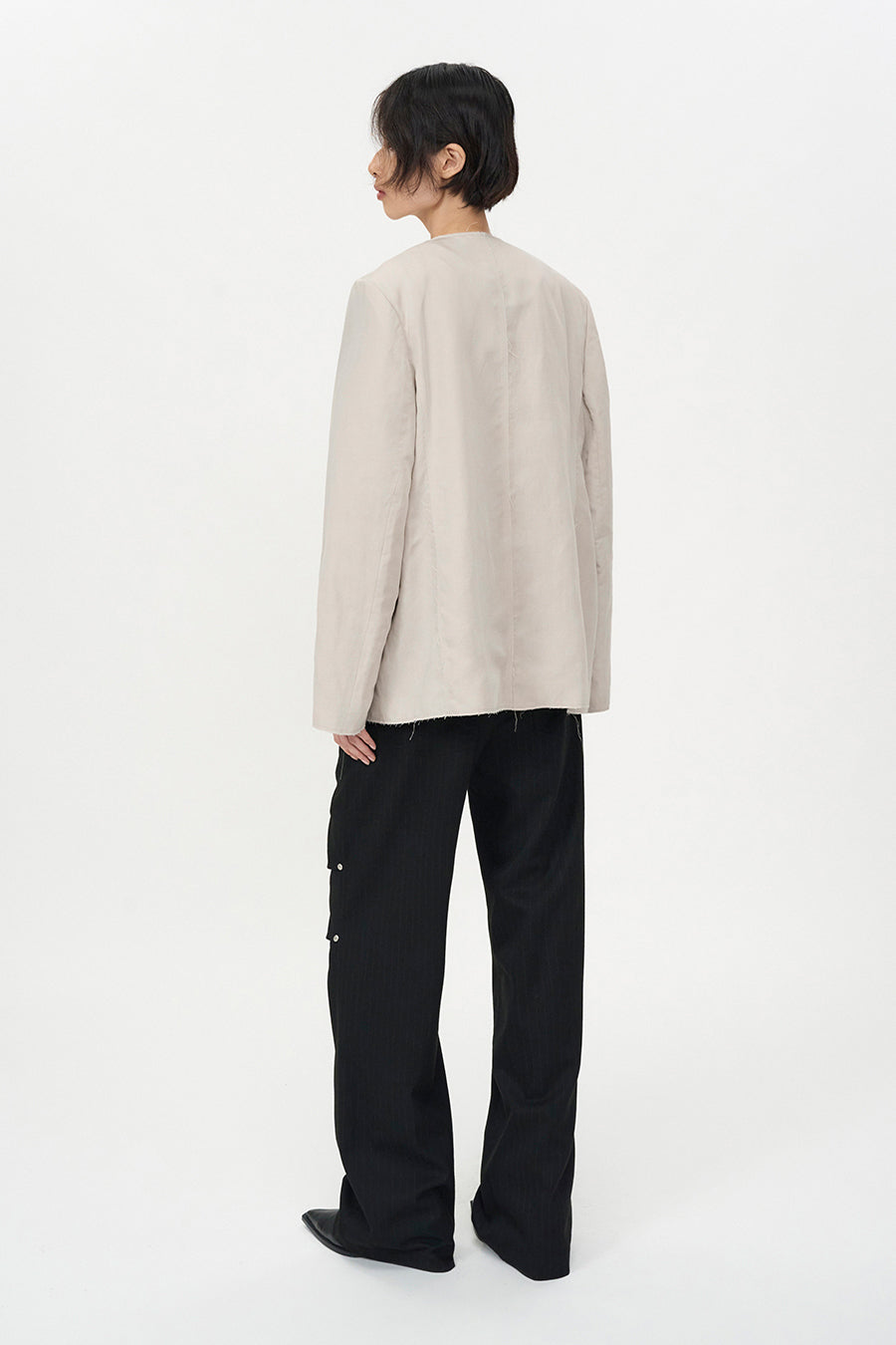 Insilence - Linen Cut off Jacket (Ash Beige) product image 3 | TRAB K-Fashion Australia