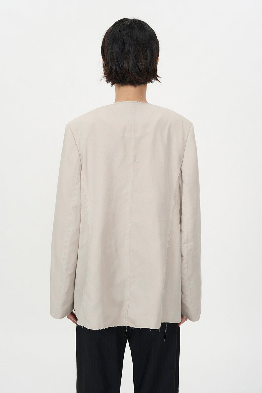Insilence - Linen Cut off Jacket (Ash Beige) product image 6 | TRAB K-Fashion Australia