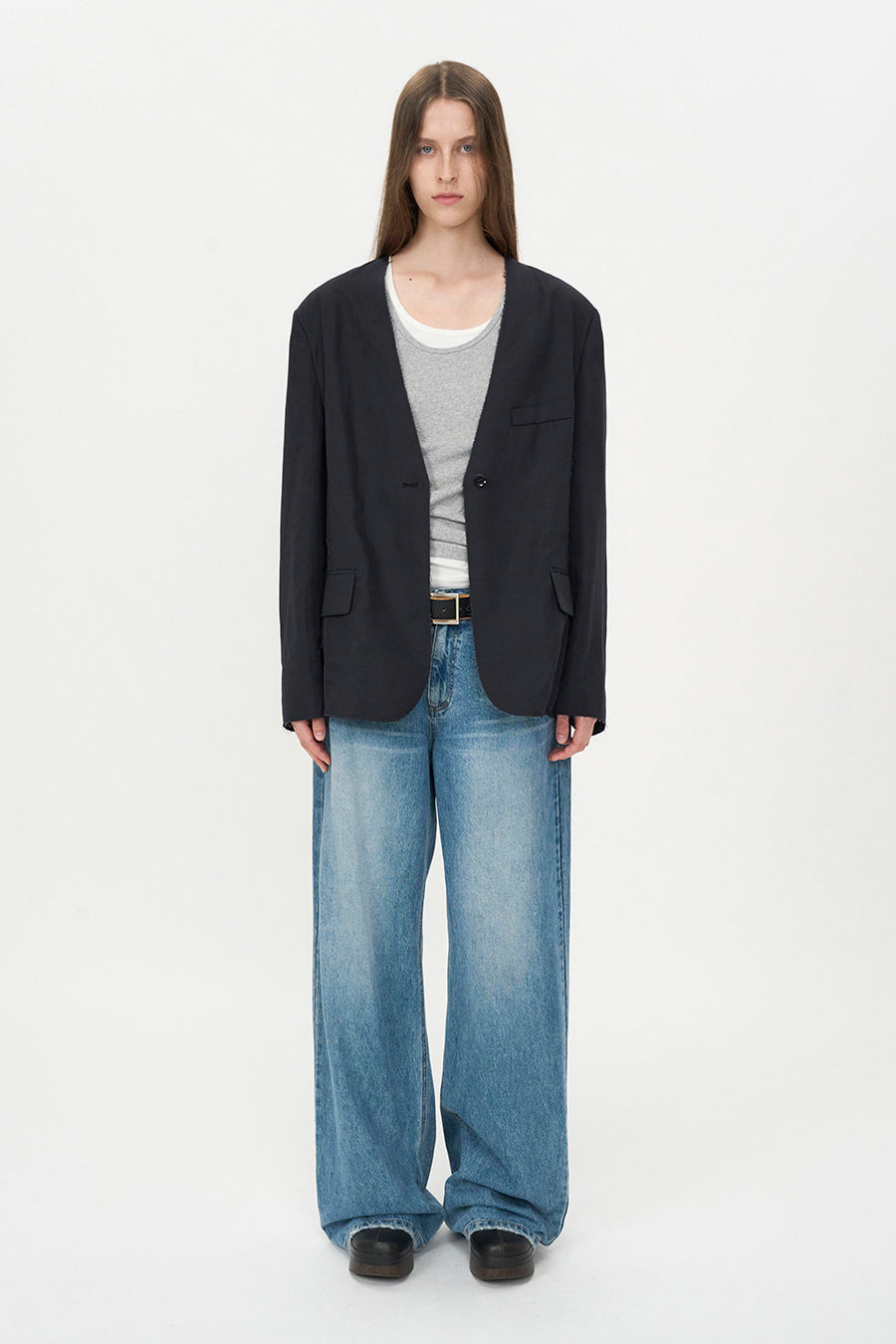 Insilence - Linen Cut off Jacket (Washed Black) product image 3 | TRAB K-Fashion Australia