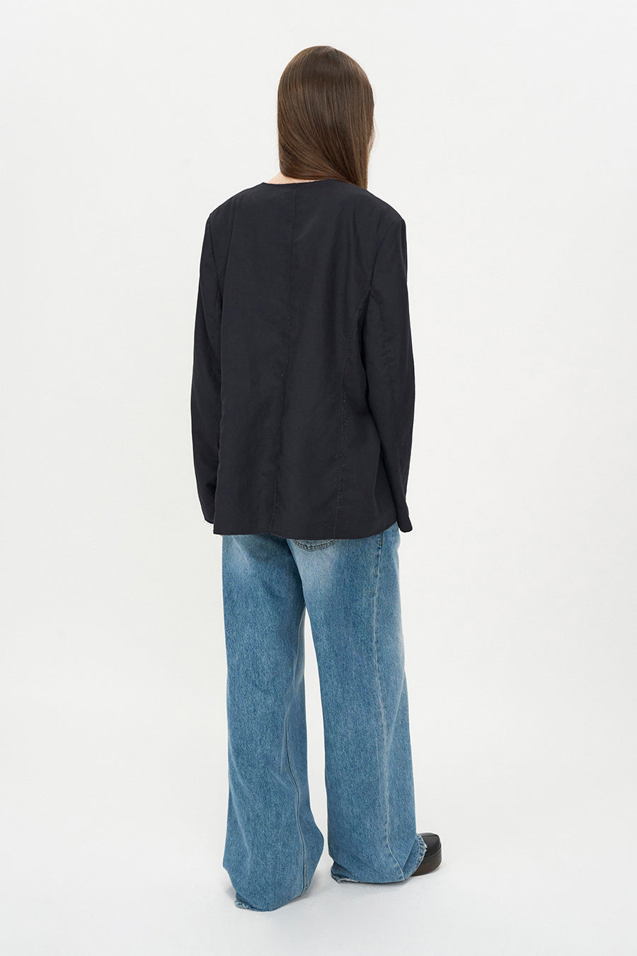 Insilence - Linen Cut off Jacket (Washed Black) product image 4 | TRAB K-Fashion Australia