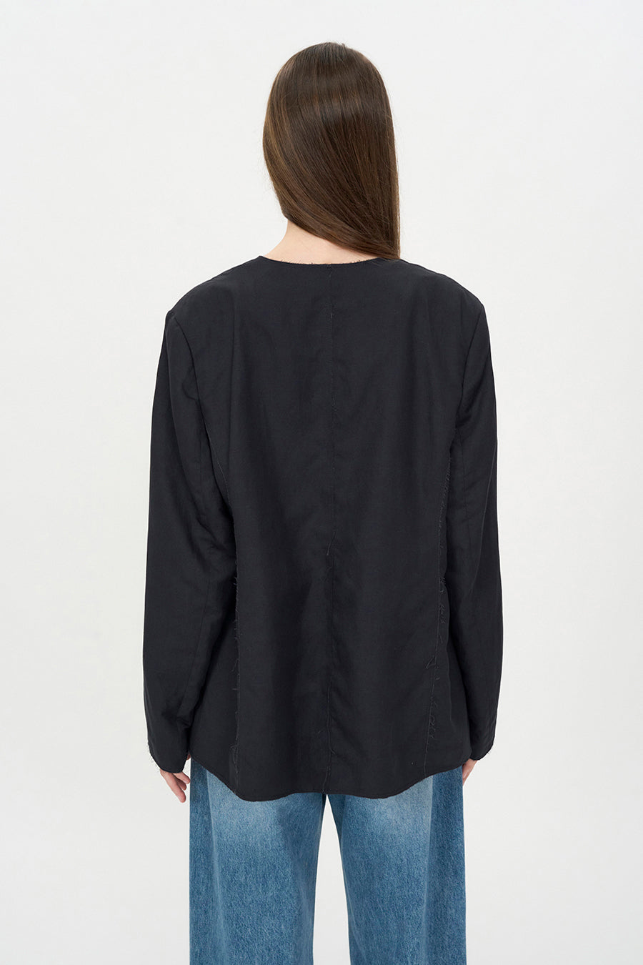 Insilence - Linen Cut off Jacket (Washed Black) product image 6 | TRAB K-Fashion Australia