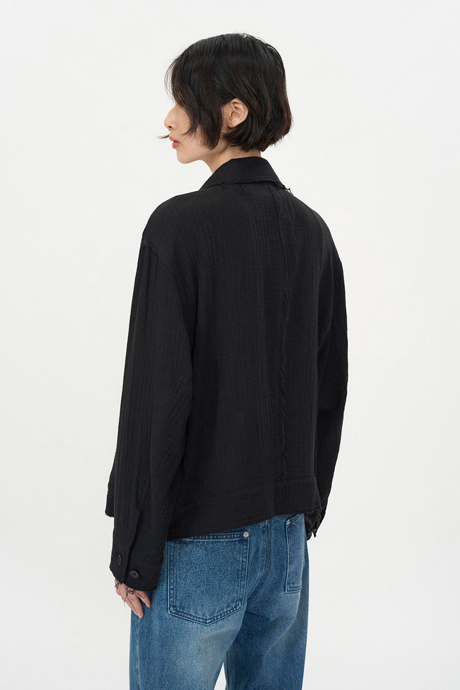 Insilence - Double Gauze Cut off Jumper (Black) product image 4 | TRAB K-Fashion Australia